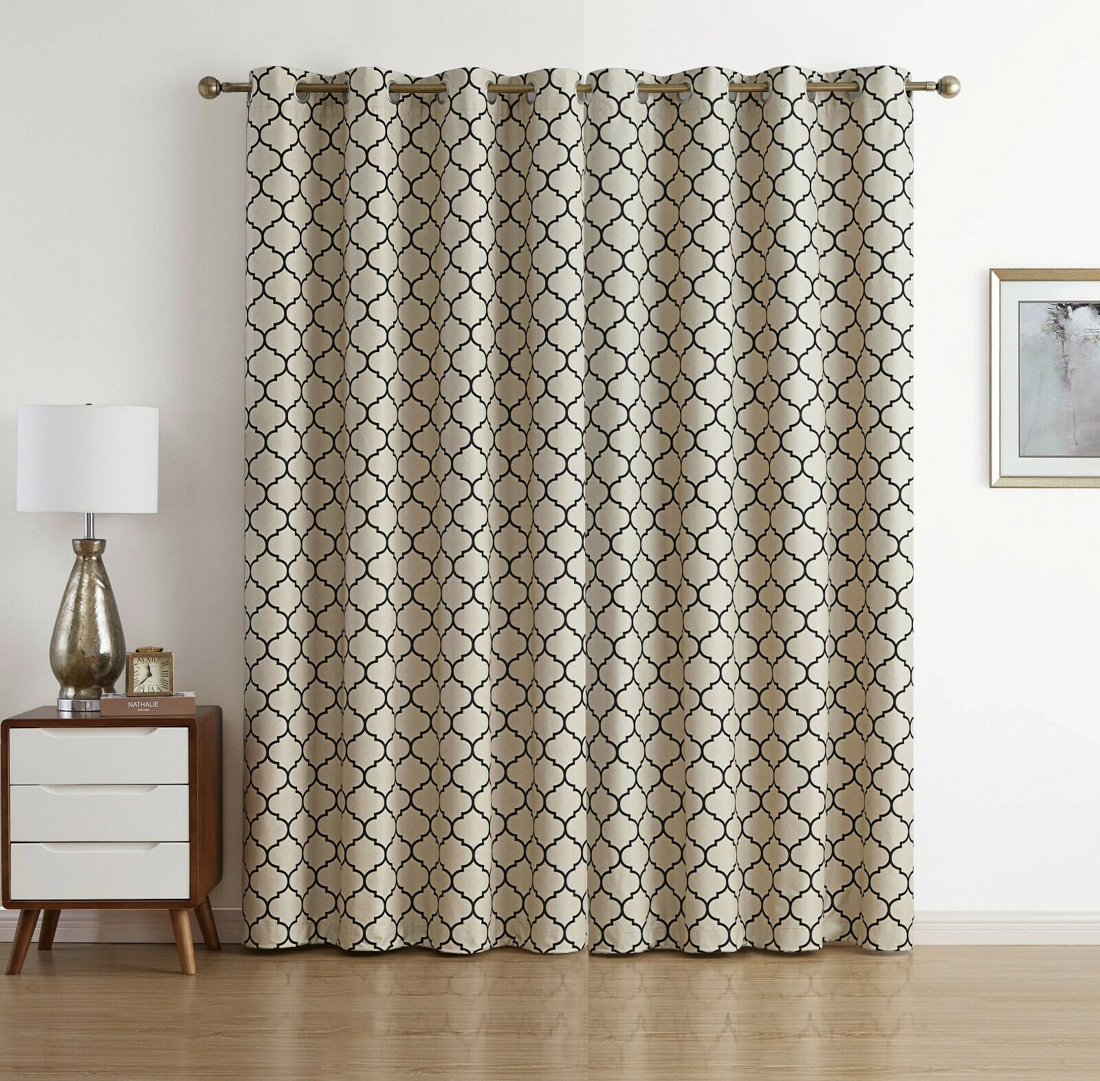 Kate Aurora Chic Living 100% Max Blackout Trellis Thermal Curtains