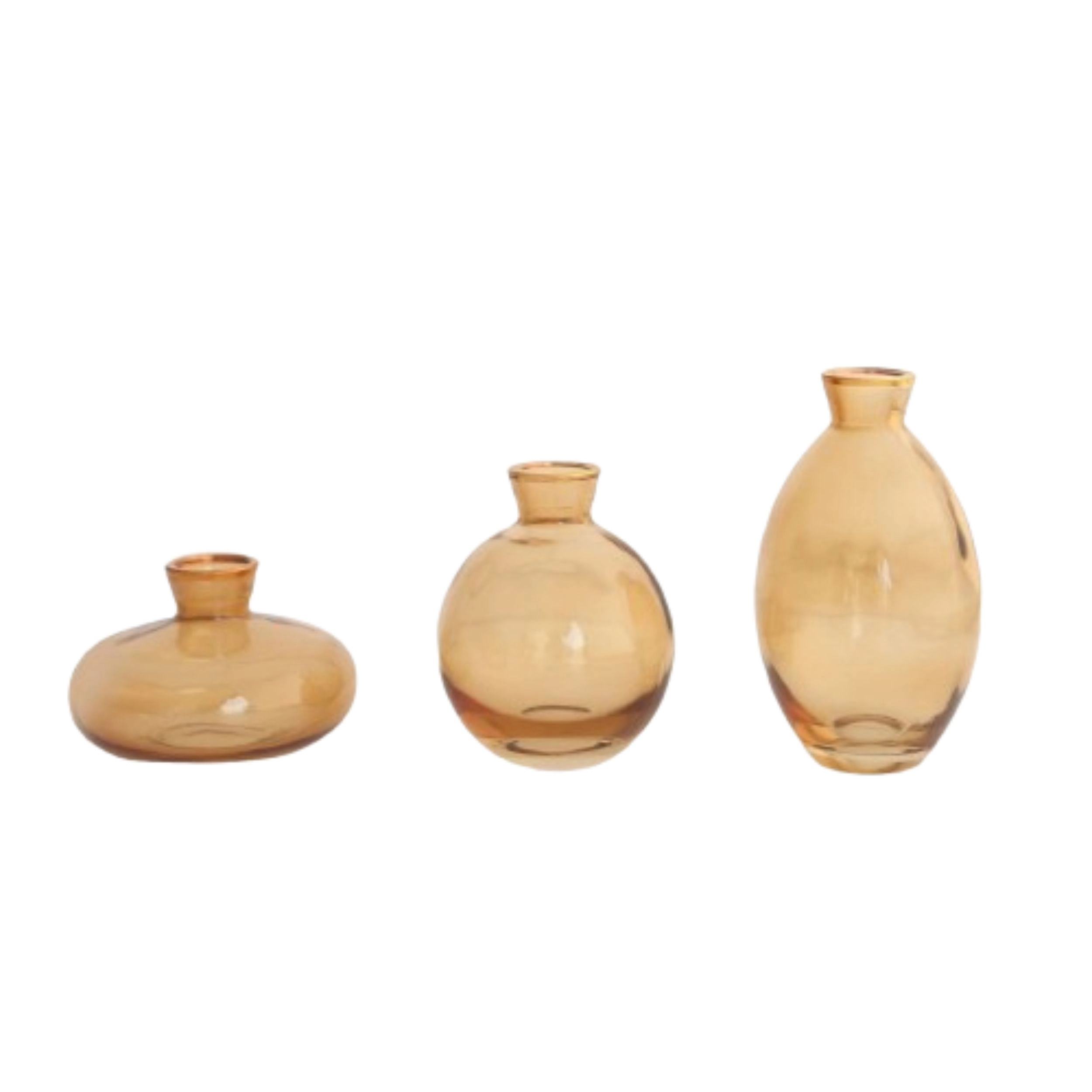 Home Collection Set of 3 Glass Flower Vases with Gold Rim