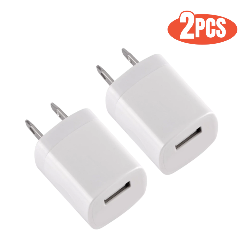 Qixxronics 2pcs USB Wall Charger, 1A/5V Charger Compatible with iPhone X/8/7/6/6S Plus, Xs Max XR, Samsung, Android