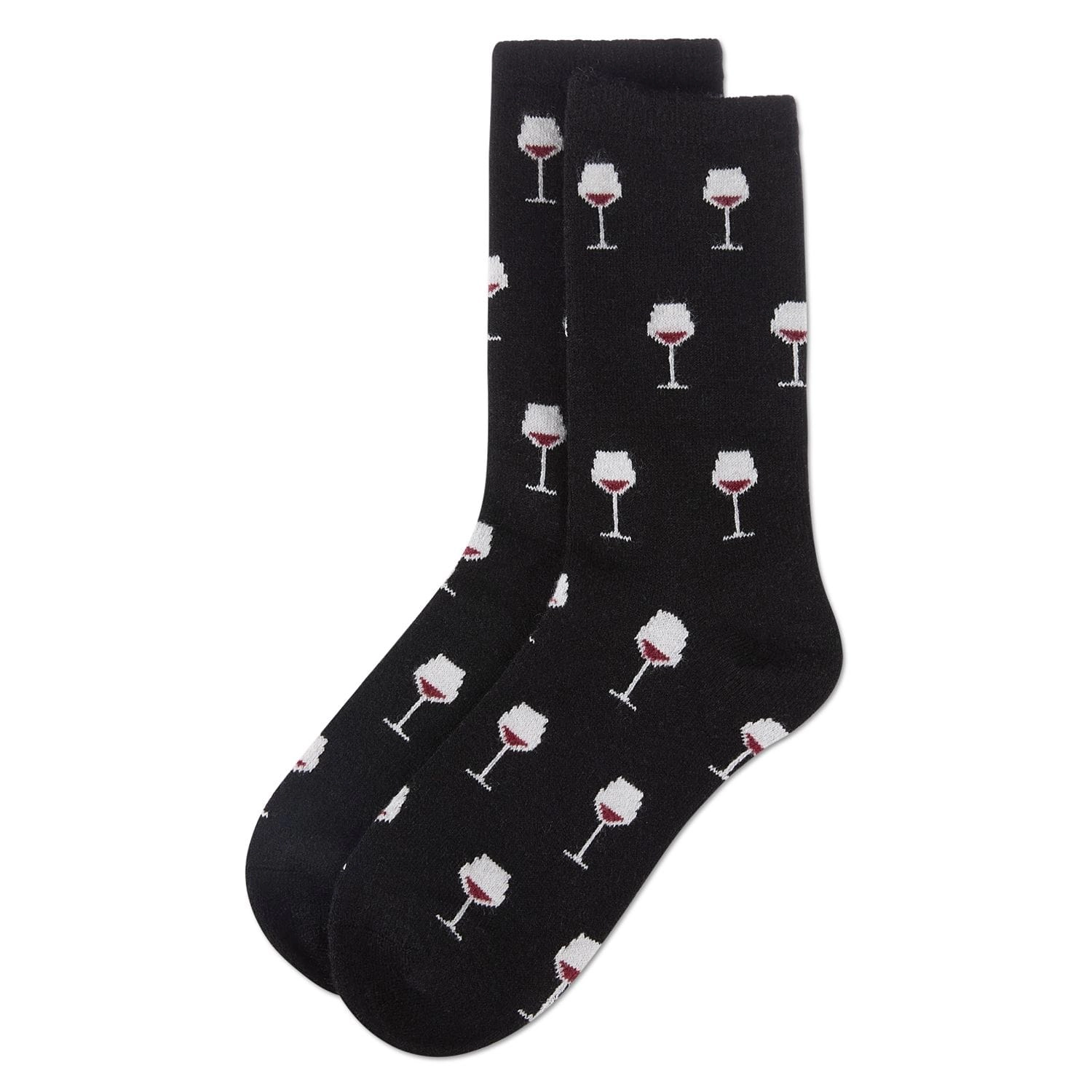 MeMoi Women's Wine-Themed Cashmere Blend Novelty Crew Socks