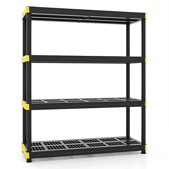 SUGIFT 4-Tier Plastic Storage Shelves Set of 2 with Adjustable Feet 47. ...