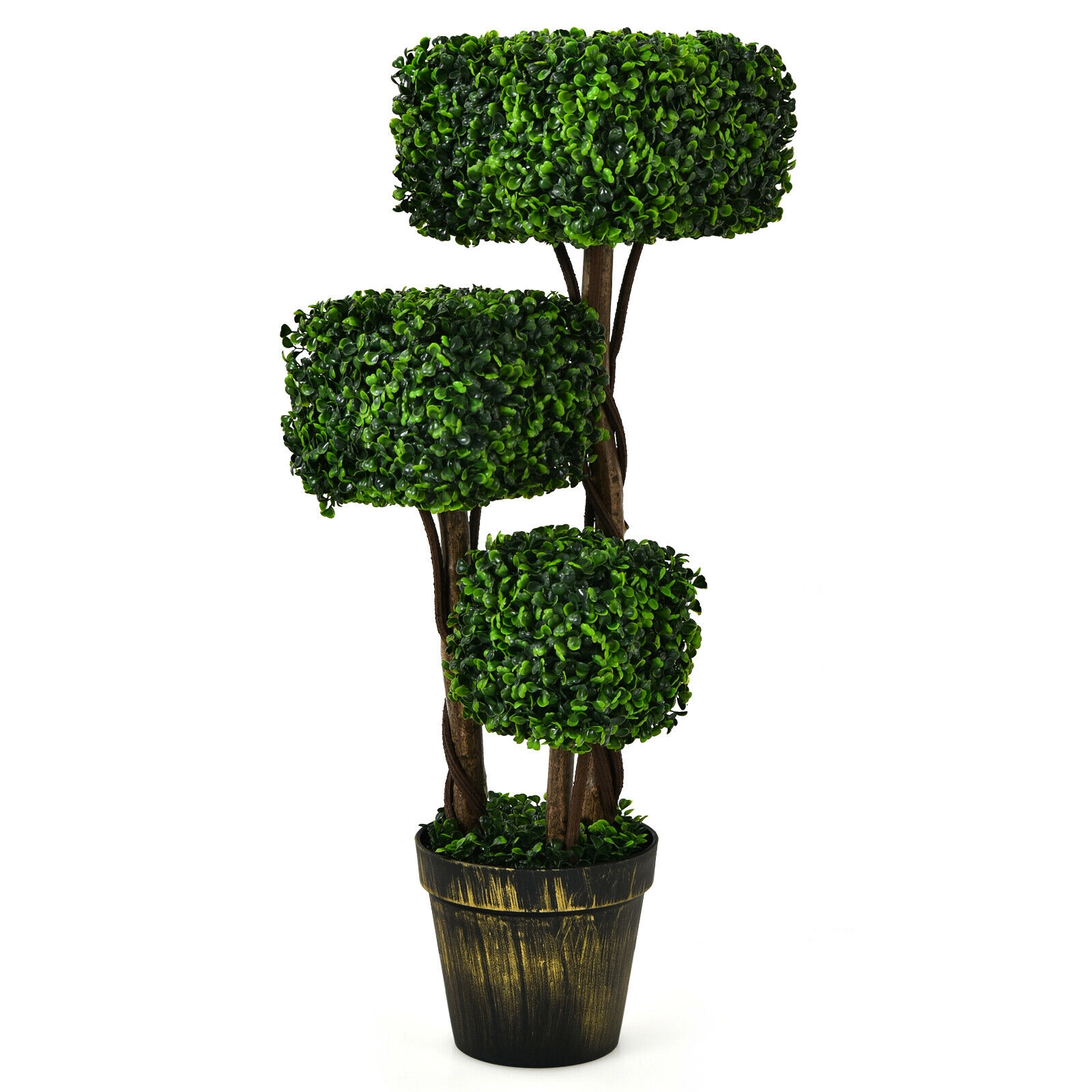 Slickblue Unisex 36-Inch Faux Three-Tier Square Topiary Tree for Indoor Outdoor Decor