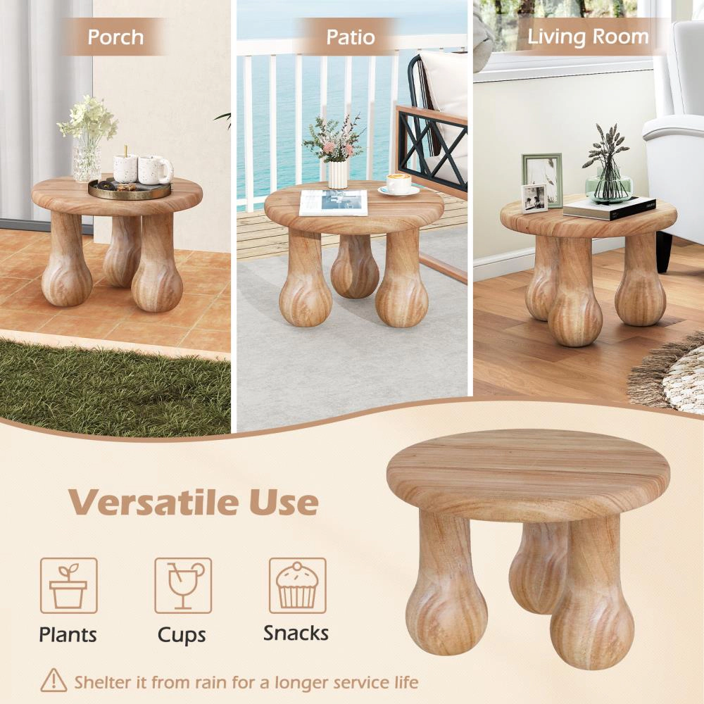 Hivvago Solid Mahogany Accent Coffee Table with Thick Top and Elegant Column Base