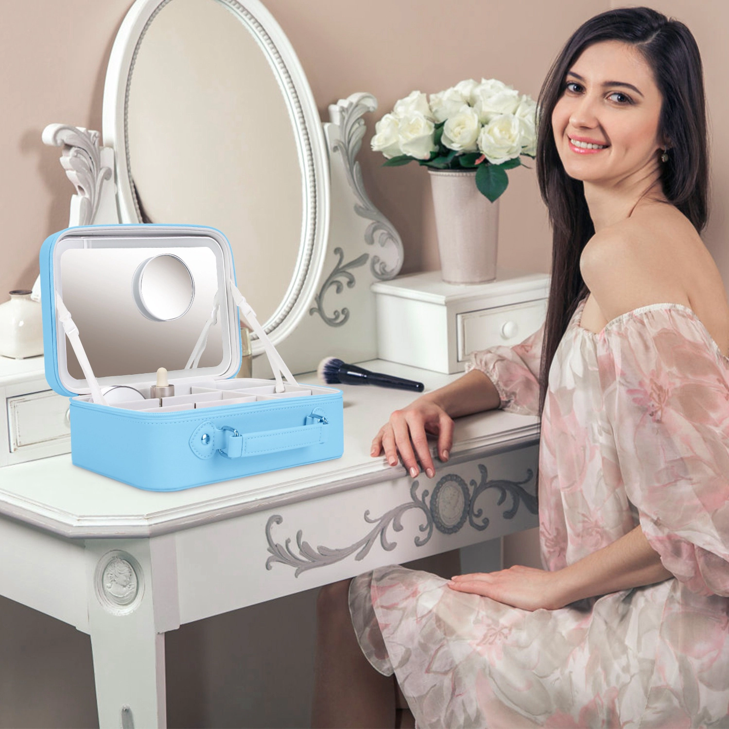 GBruno LED Lighted Travel Makeup Bag With Mirror