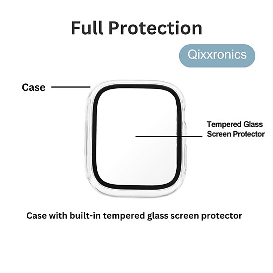 Qixxronics 3 Pack for Apple Watch Series 10 42mm Case Built-in Tempered Glass Screen Protector