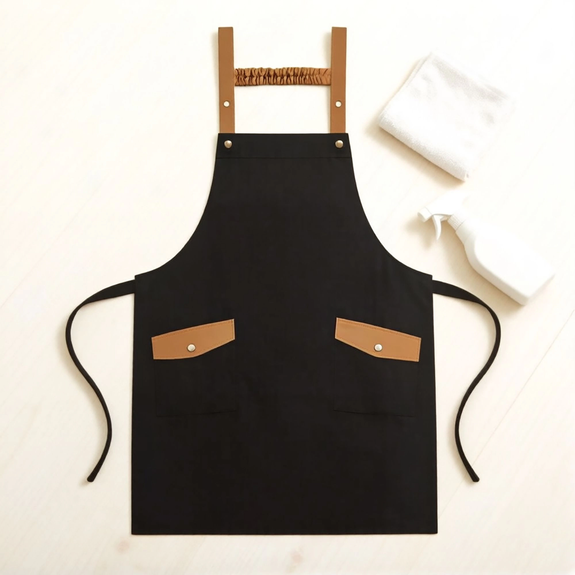 Alilang Unisex Canvas Kitchen Apron with Adjustable Shoulder Straps Multi Pocket Work for Cooking Cleaning