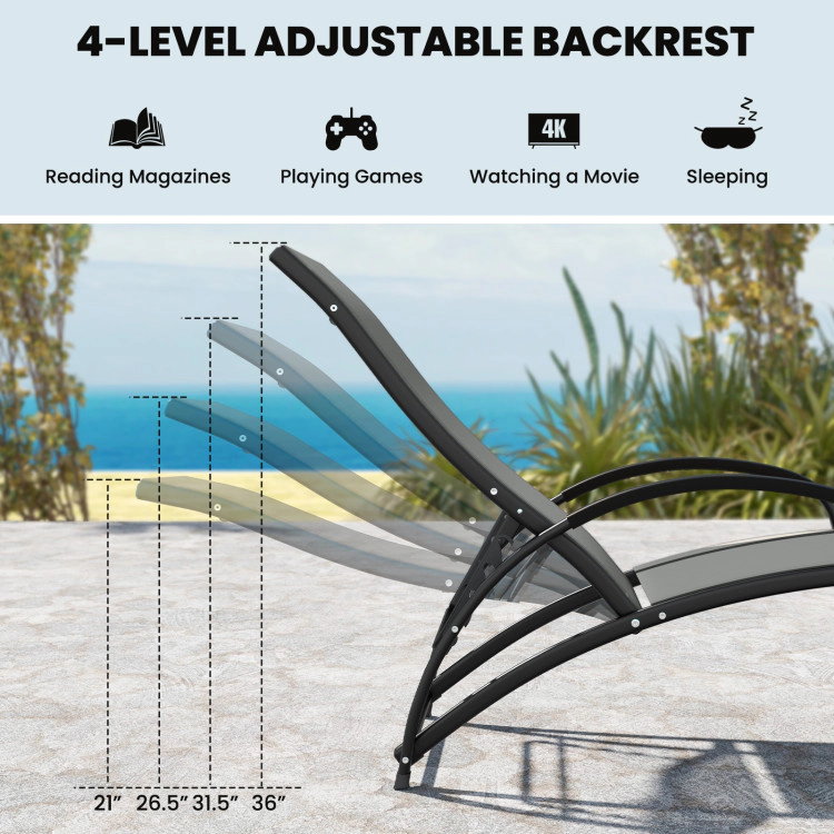 Hivvago 2-In-1 Outdoor Rocking Chair With 4-Position Adjustable Backrest For Patio Porch Poolside