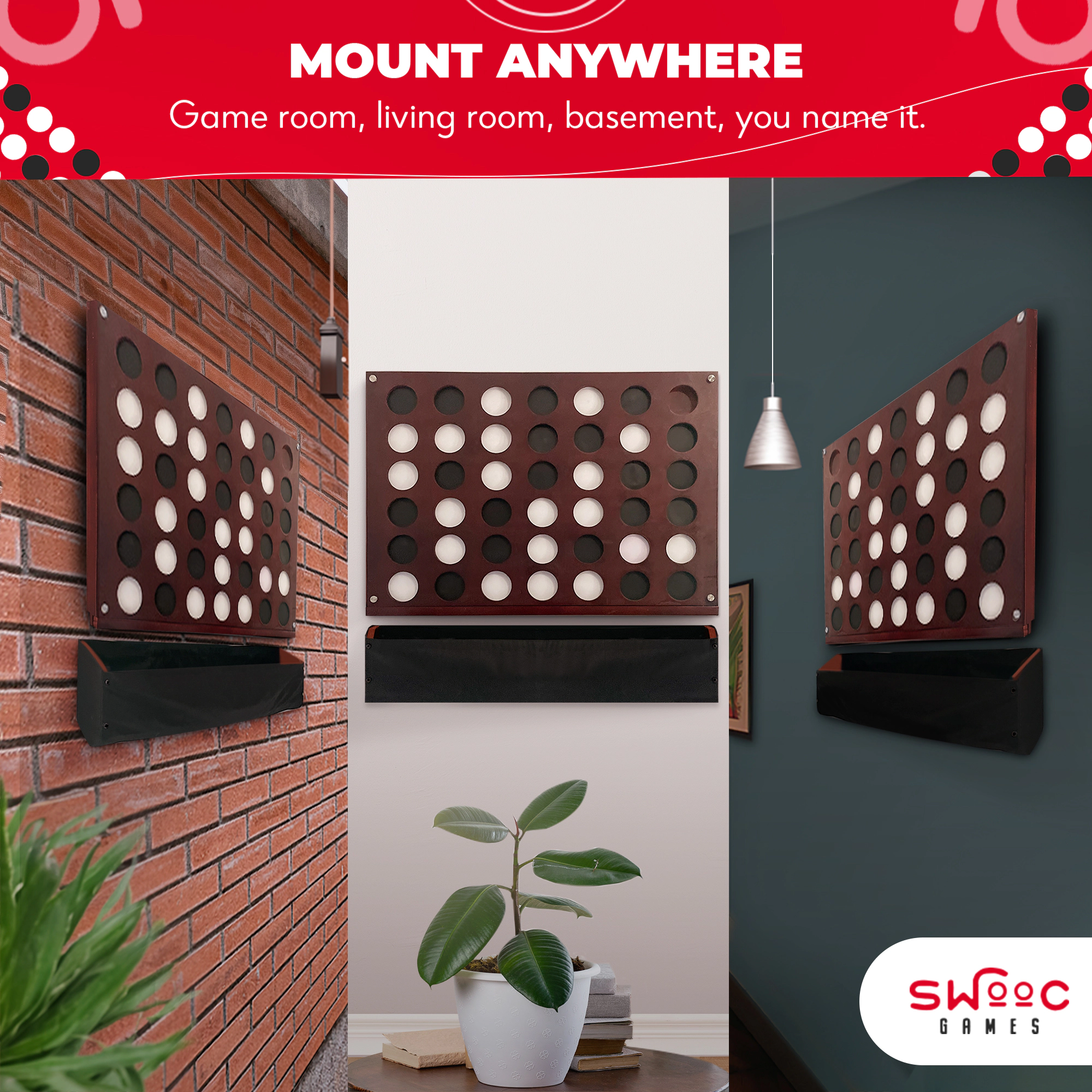 Swooc Games | Wall Mounted Giant 4 In A Row Game