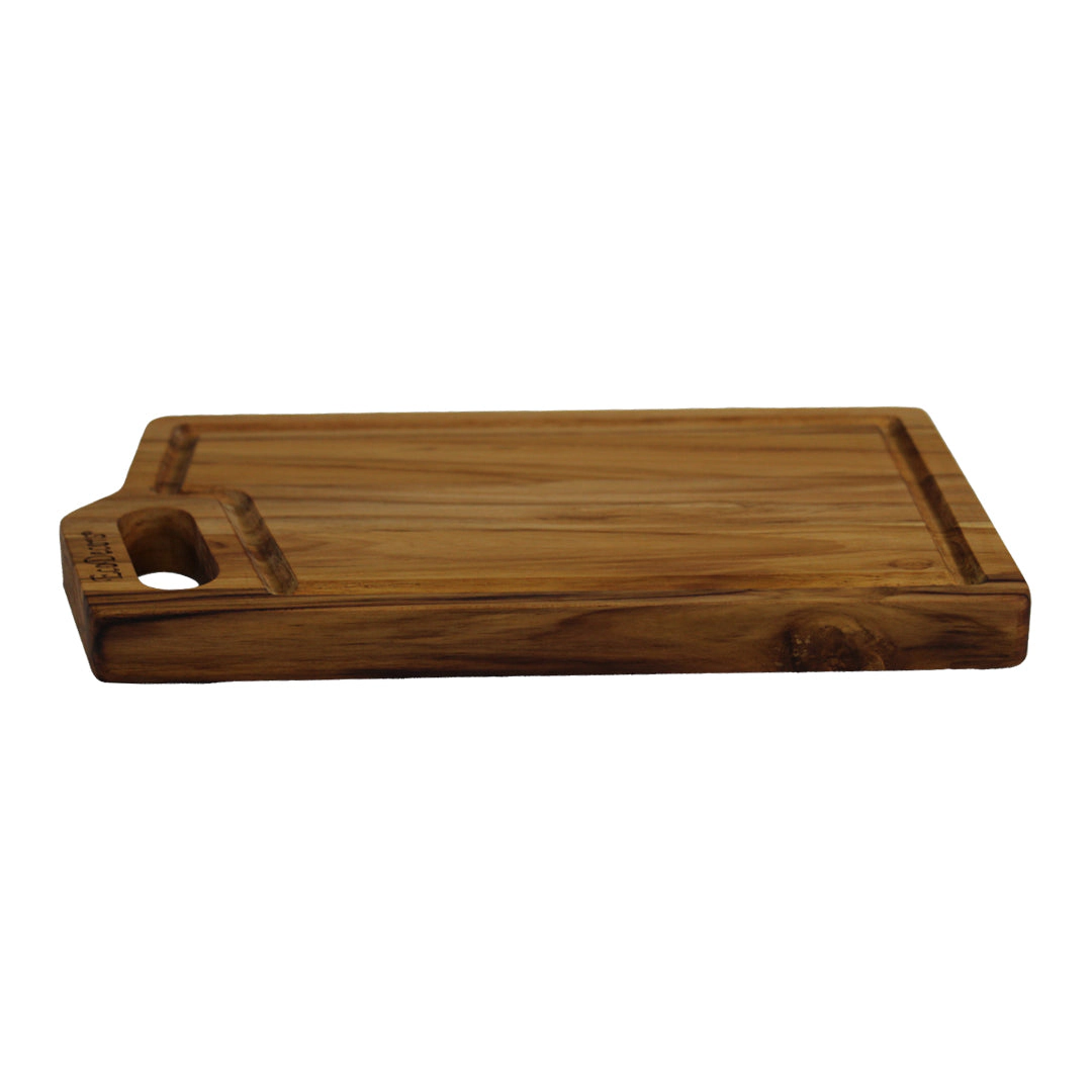 EcoDecors 10" x 6" Teak Edge-Grain Cutting Board - Reversible, Natural Finish