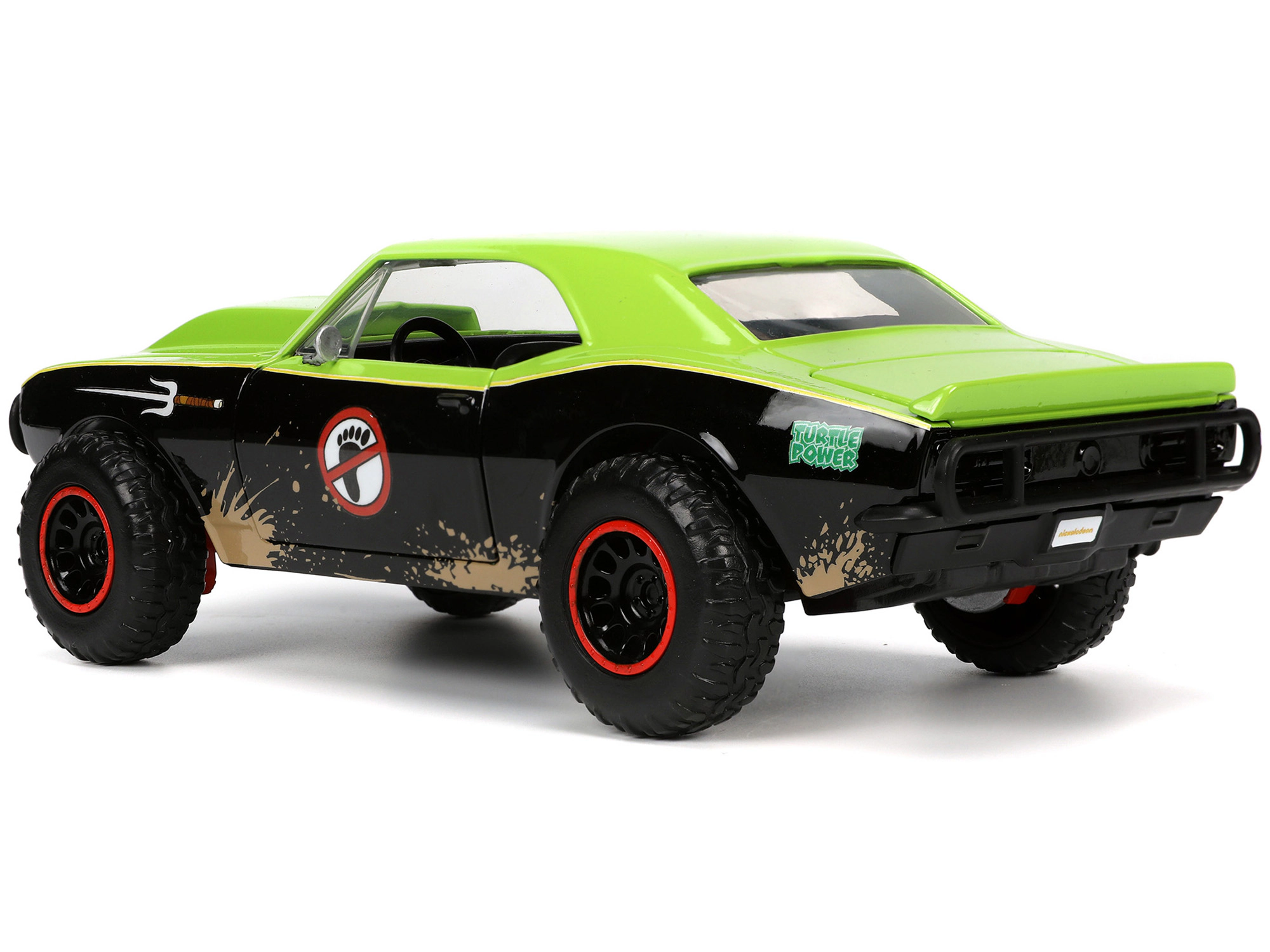 Jada 1967 Chevrolet Camaro Offroad Bright Green and Matt Black (Dirty Version) and Raphael Diecast Figure