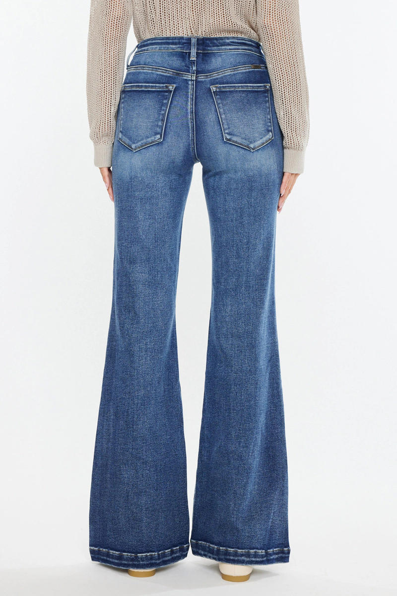 Kancan Women's Essentials High Rise Wide Leg Flare Jeans Avonlea