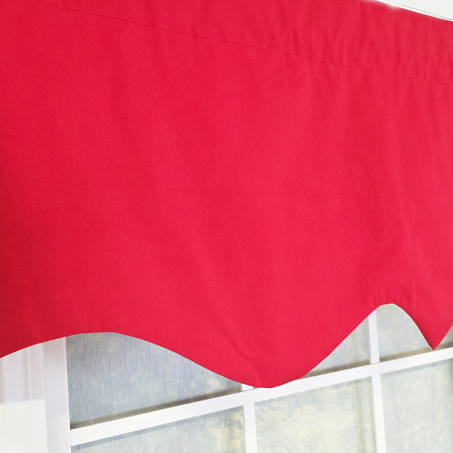 RLF Home 100% Cotton Pure Solid Regal Lined Window Valance 50 x 17 Lip Stick Red