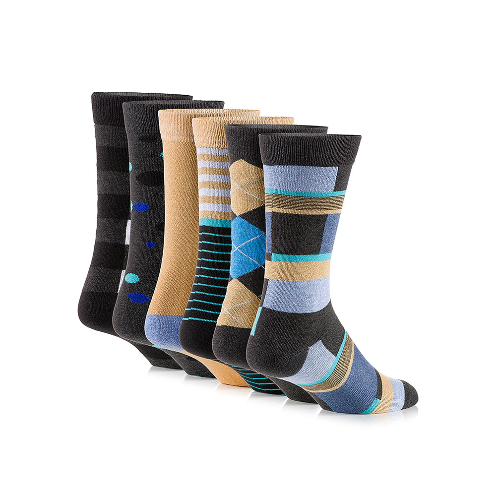 Gallery Seven Men's Funky Colorful Dress Socks 6 Pack