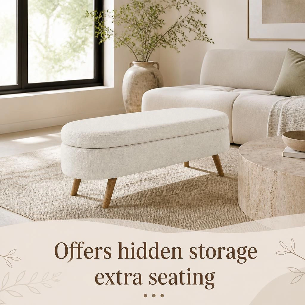 GOODSILO Functional Upholstered Linen Storage Bench
