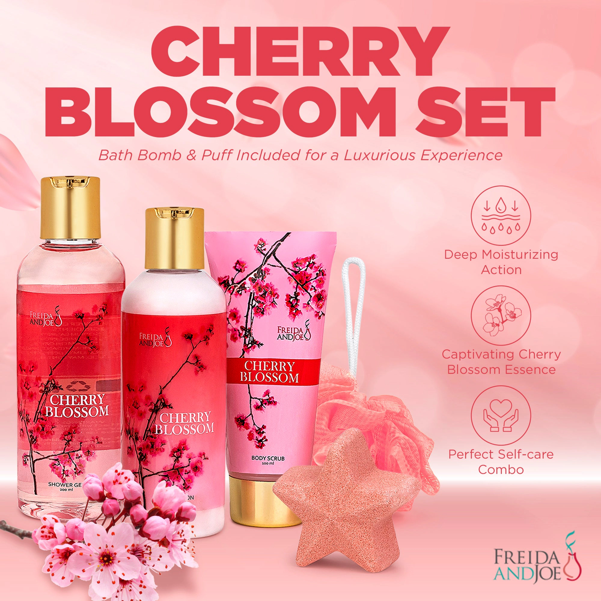Freida and Joe Womens Fragrance Bath & Body Collection Gift Box (cherry Blossom)