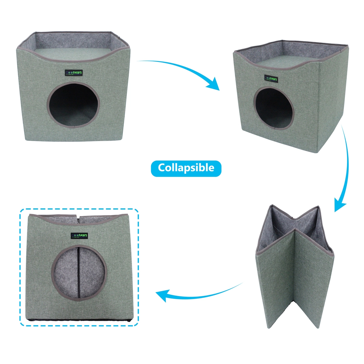 212 Main 15.5 in. Cat Condo, Sage Green