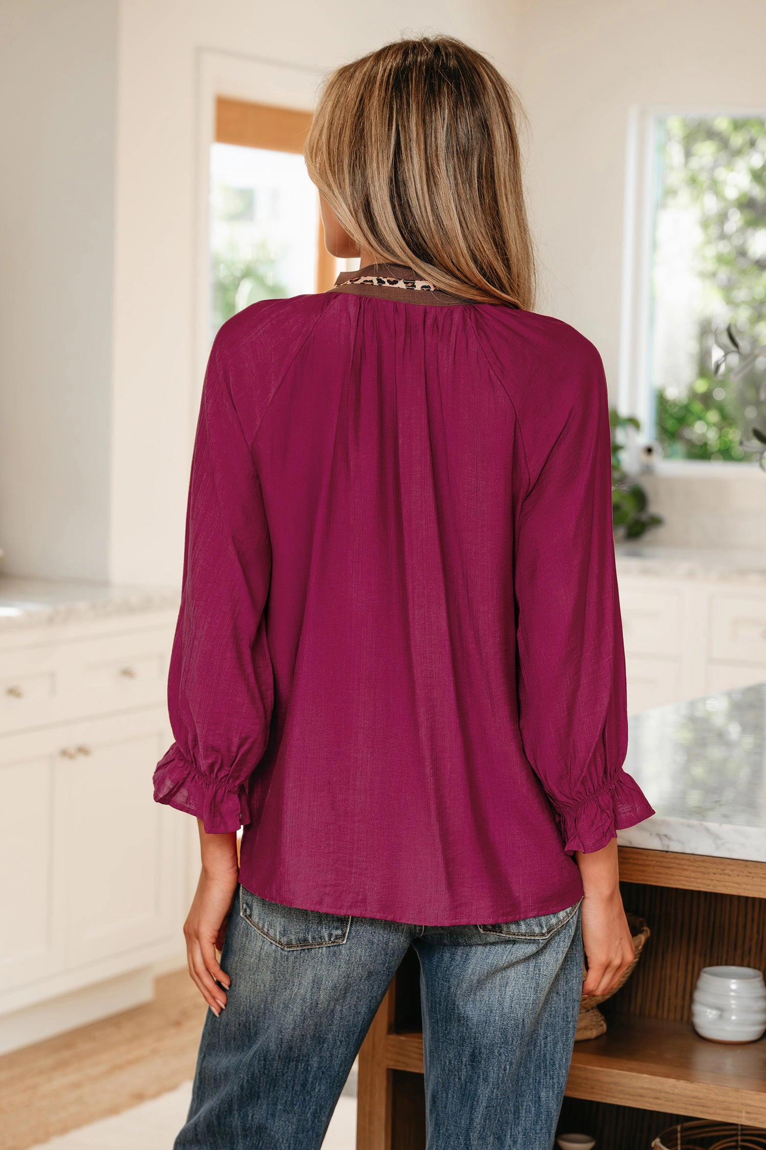 Threaded Pear Deborah Flounced Bracelet Sleeve Blouse