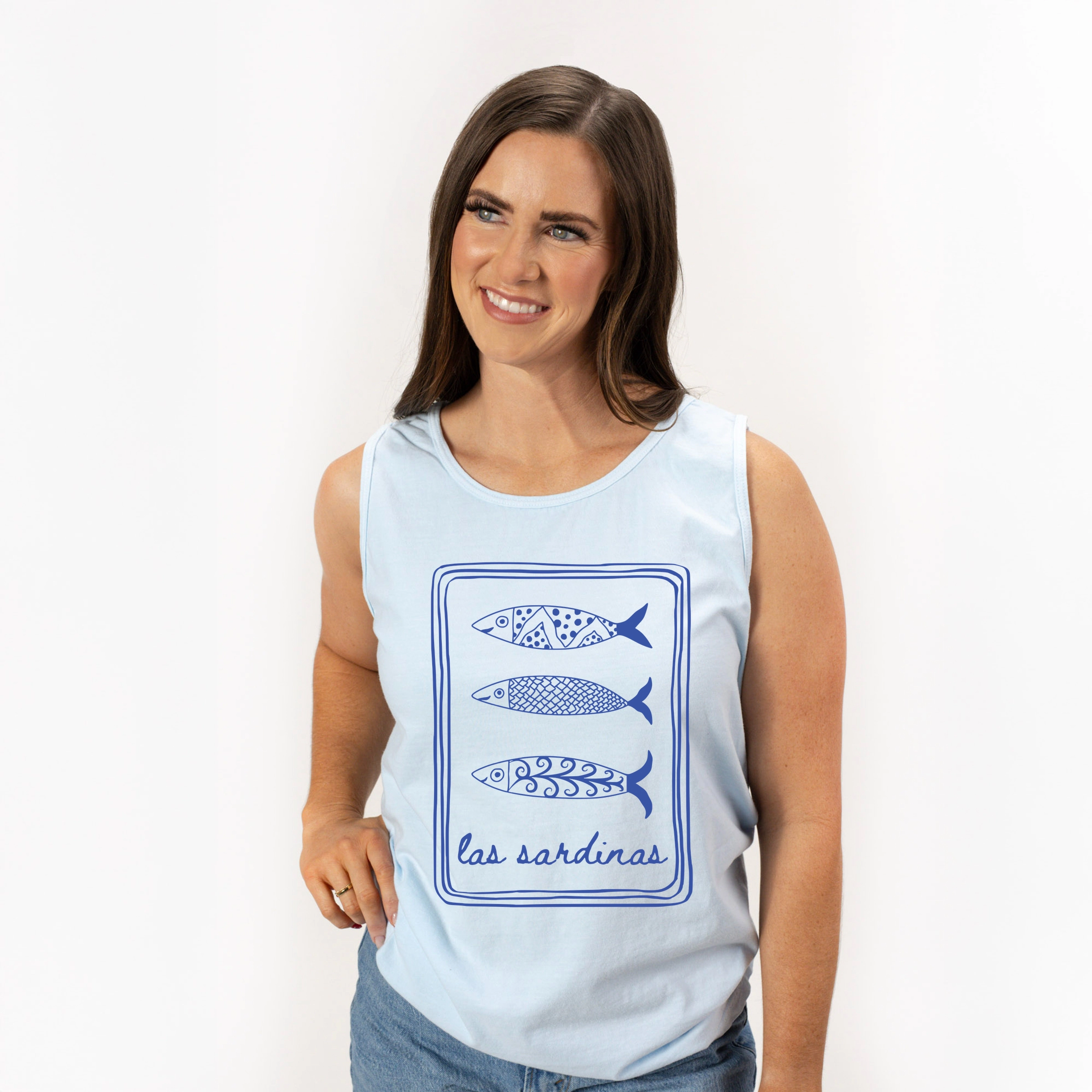 Simply Sage Market - Las Sardinas Women's Garment Dyed Graphic Tank Top
