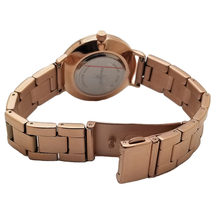 Peugeot Women Rose Gold Watch 30mm Sleek Stainless Steel Bracelet