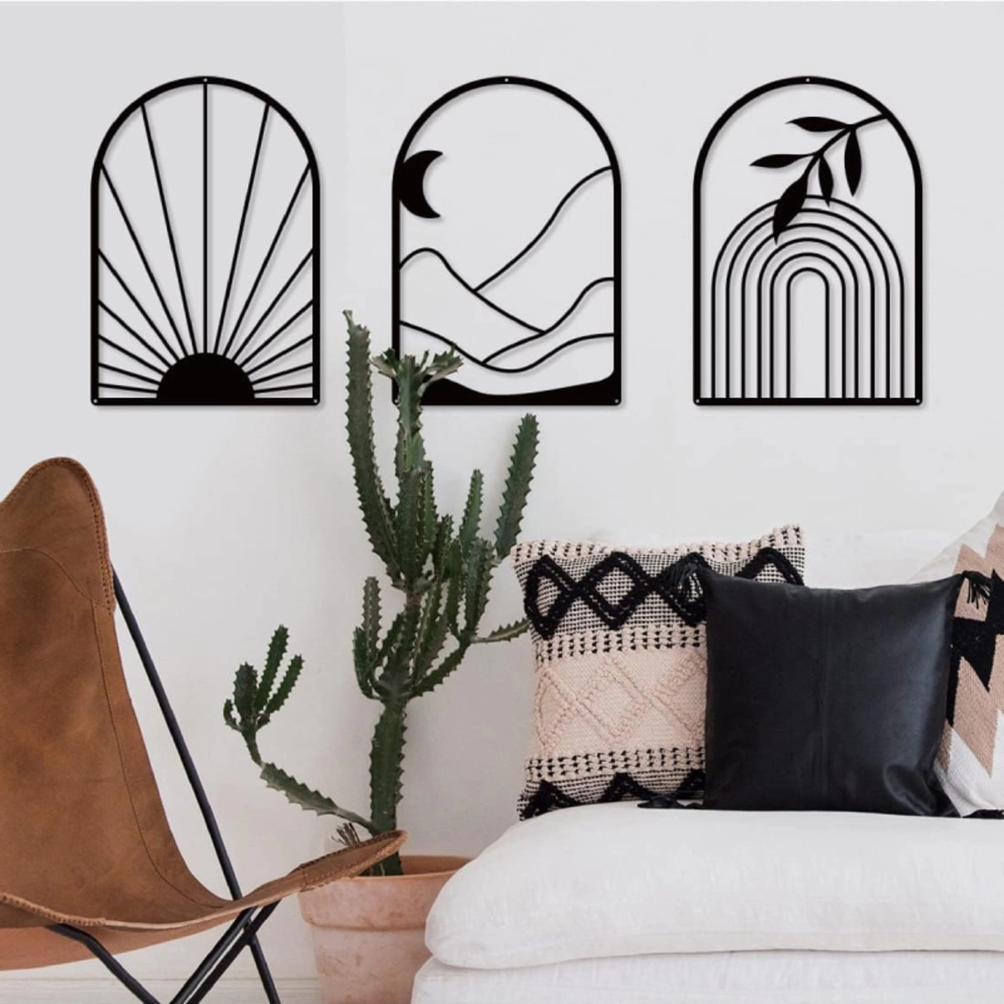 Living Hubss Bohemian Black Line Metal Wall Art
