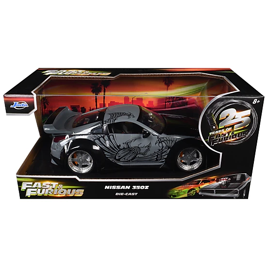 Jada Collectible D.K.'S Nissan 350Z Gray And Black With Graphics "Fast & Furious 25Th Anniversary" Series 1/24 Diecast