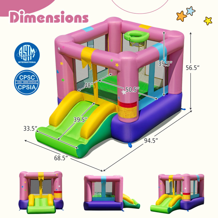 Hivvago Inflatable Bounce House with 480W Blower and Carrying Bag for Party