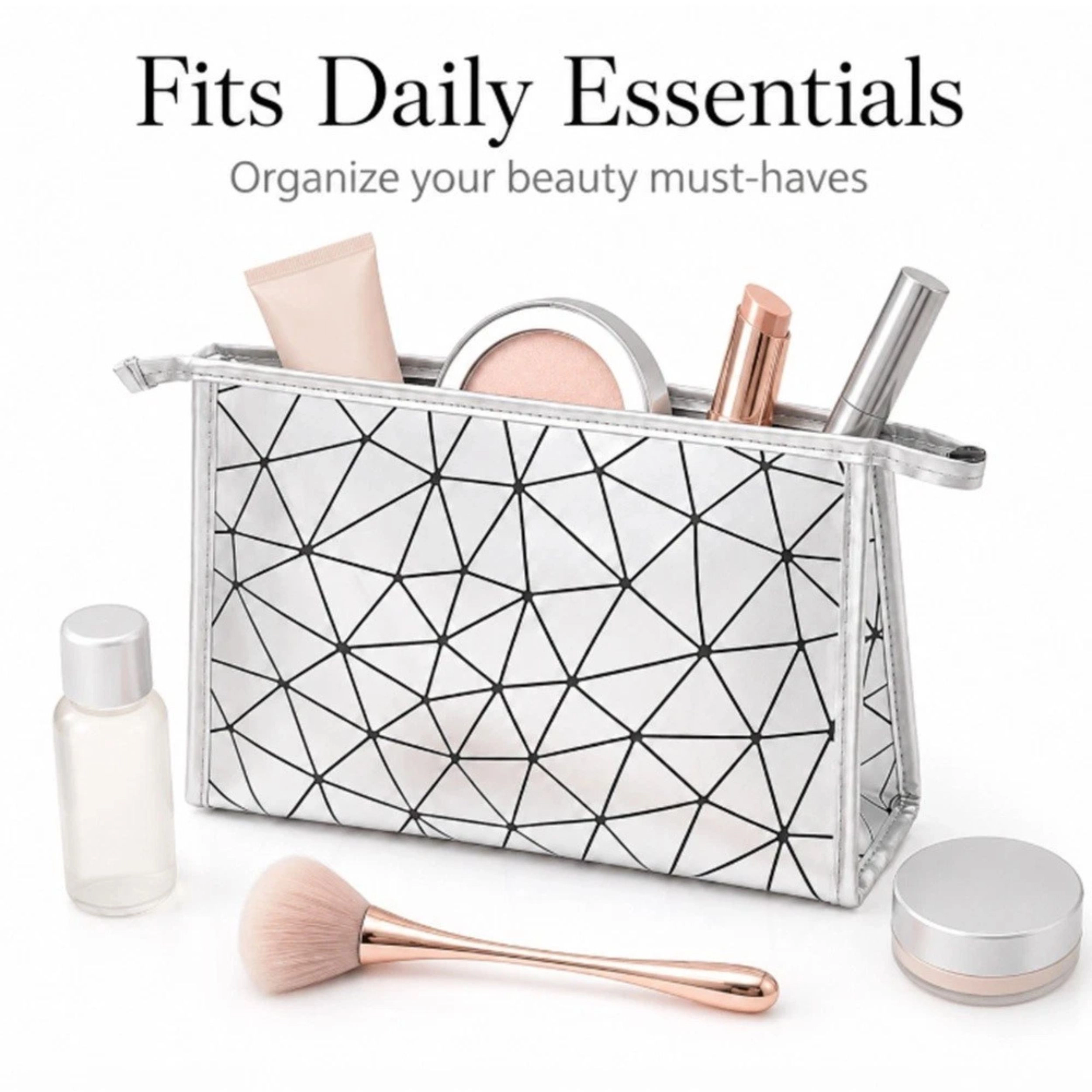 Home Collection PU Leather Makeup Bag Zipper Cosmetic Pouch Travel Organizer