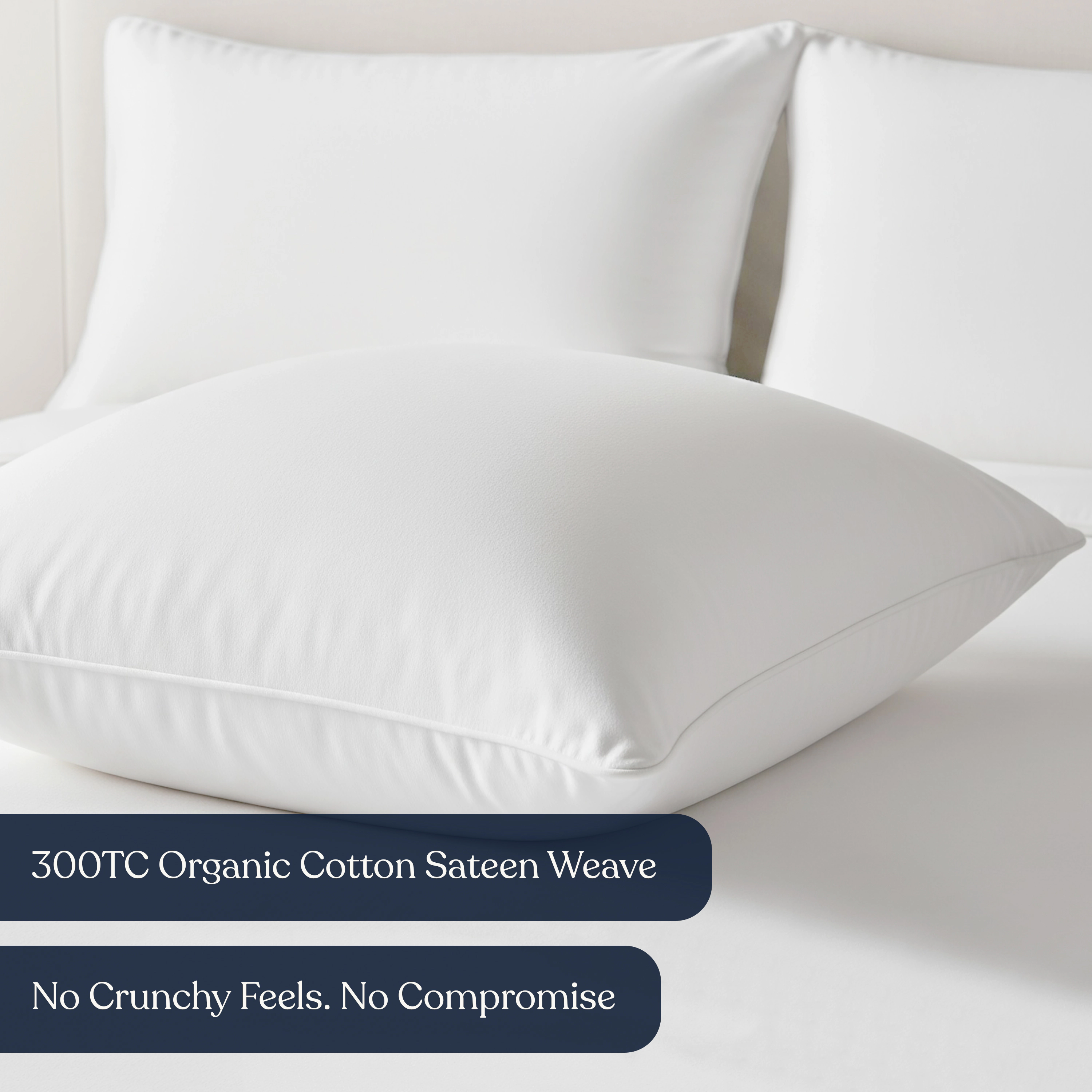 Delara Set of 2 Organic Cotton Throw Pillow Inserts 800 GSM Recycled Down Alternative Fill