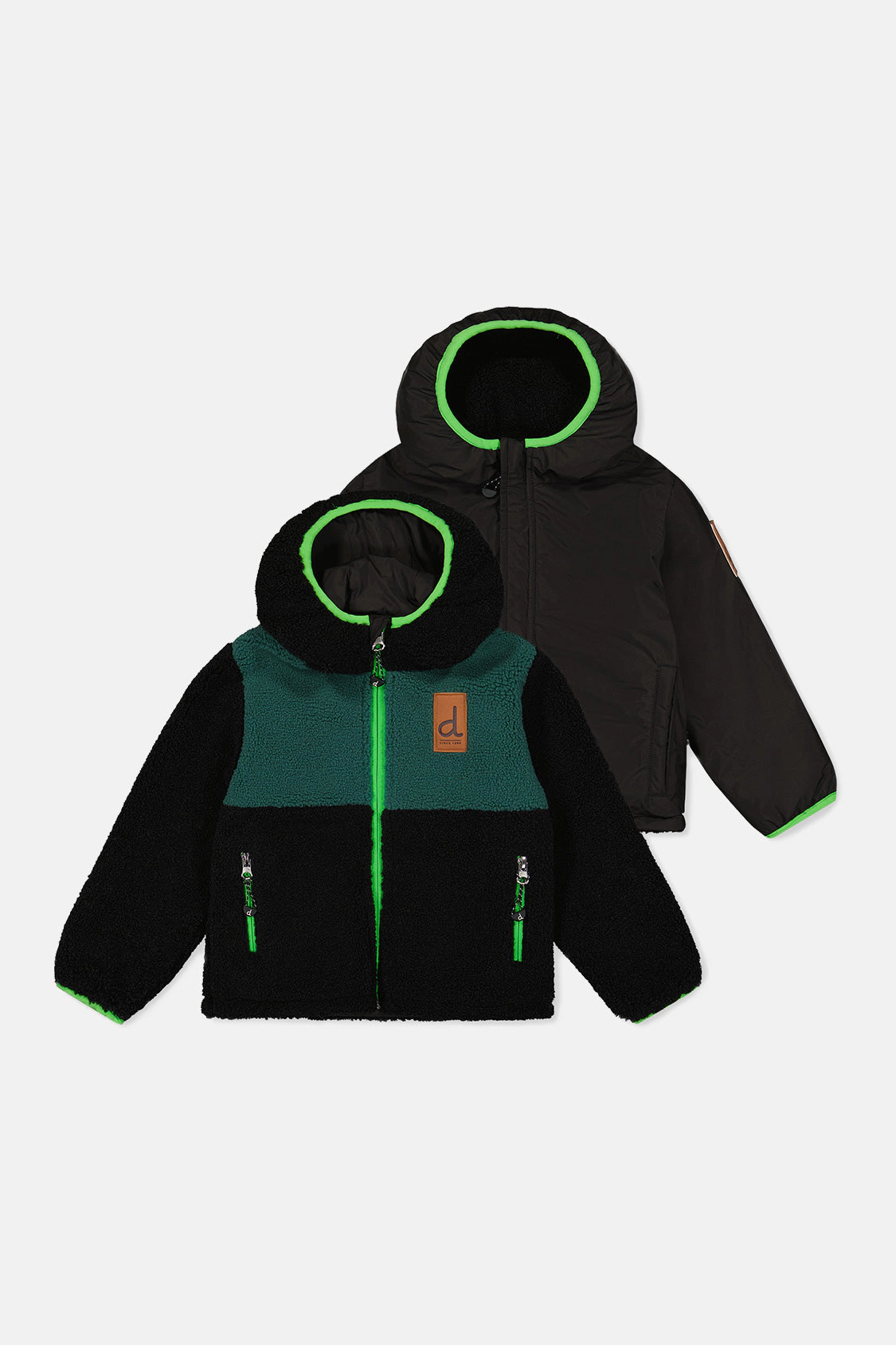 Deux par Boys Colorblock Sherpa and Water-Resistant Reversible Mid-Season Jacket