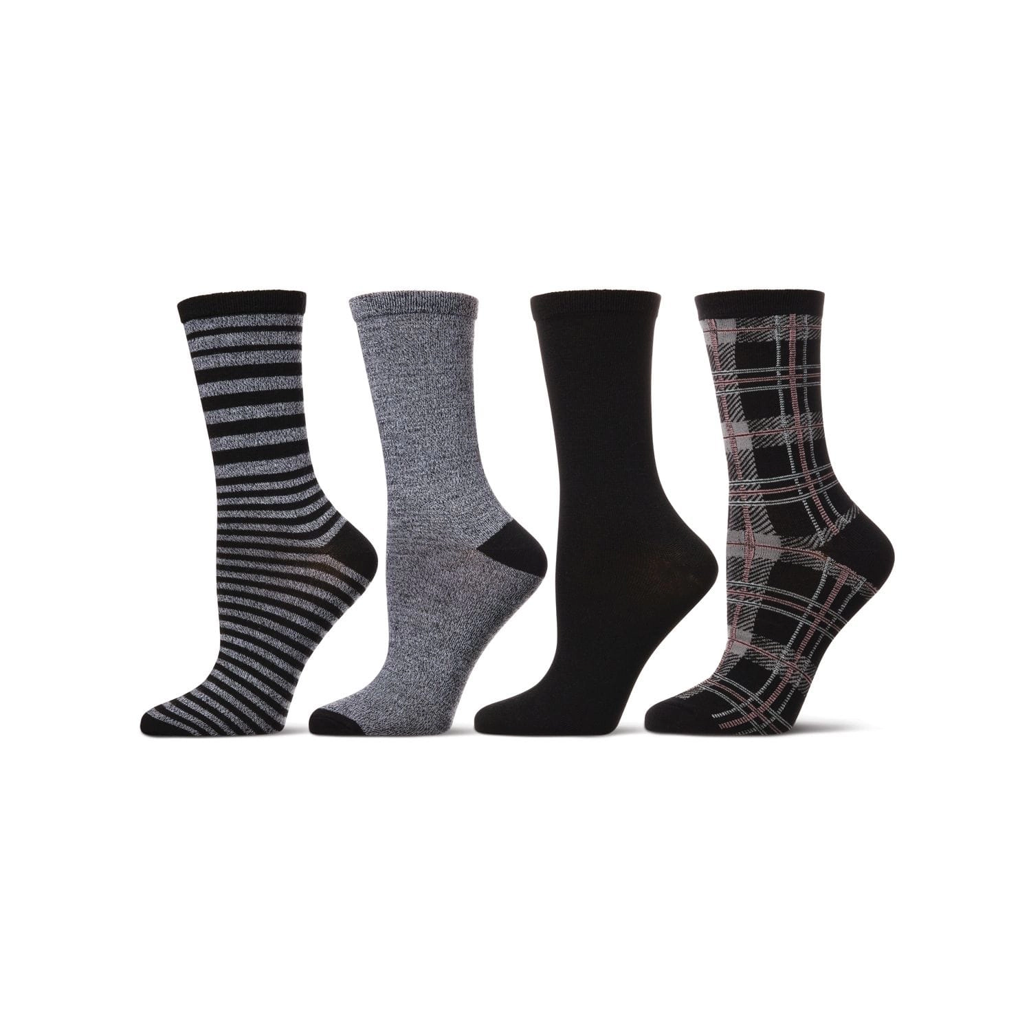 MeMoi Women's 4 Pair Pack Plaid Buttersoft Crew Socks