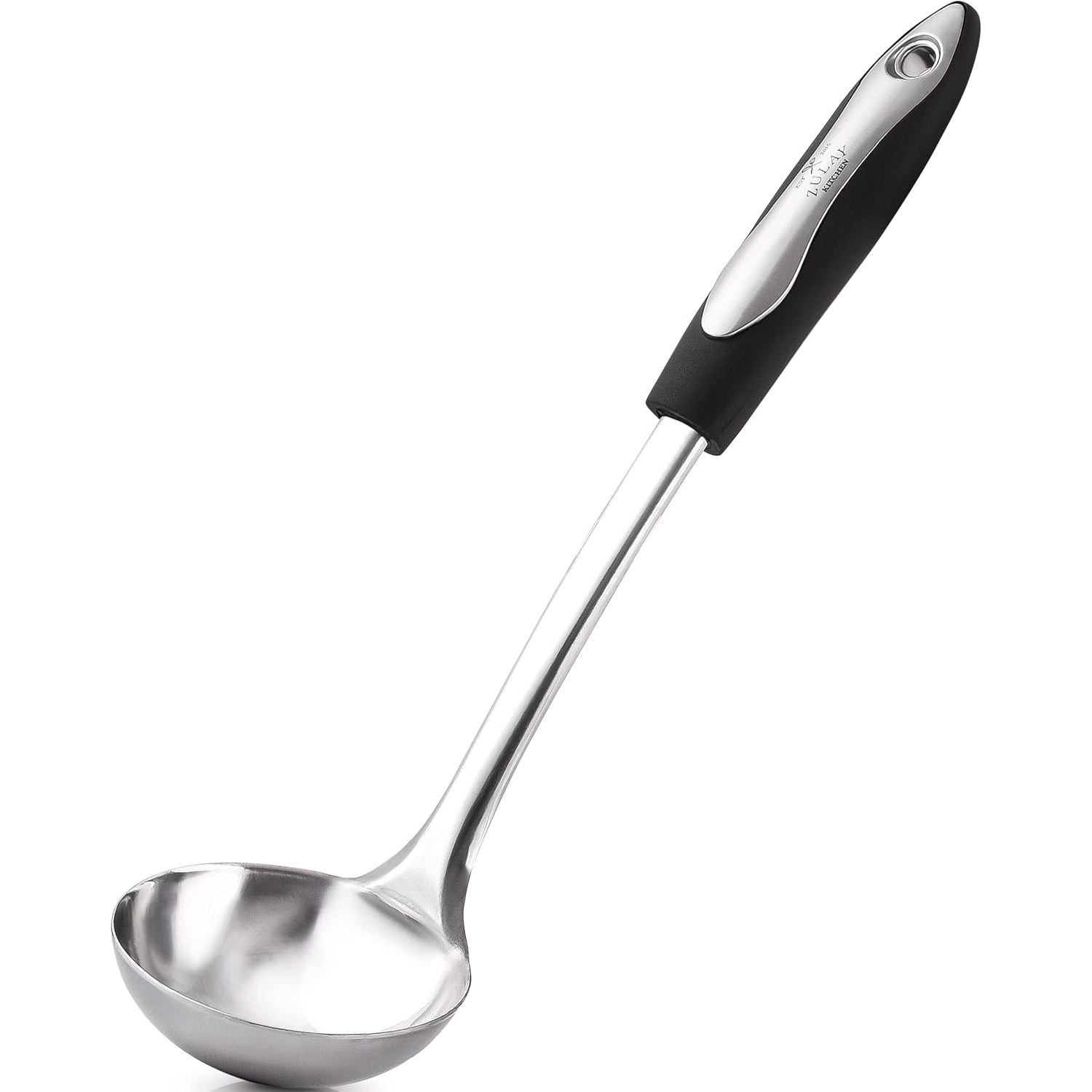 Zulay Kitchen Premium Soup Ladle – 12" Stainless Steel with Non-slip Silicone Handle