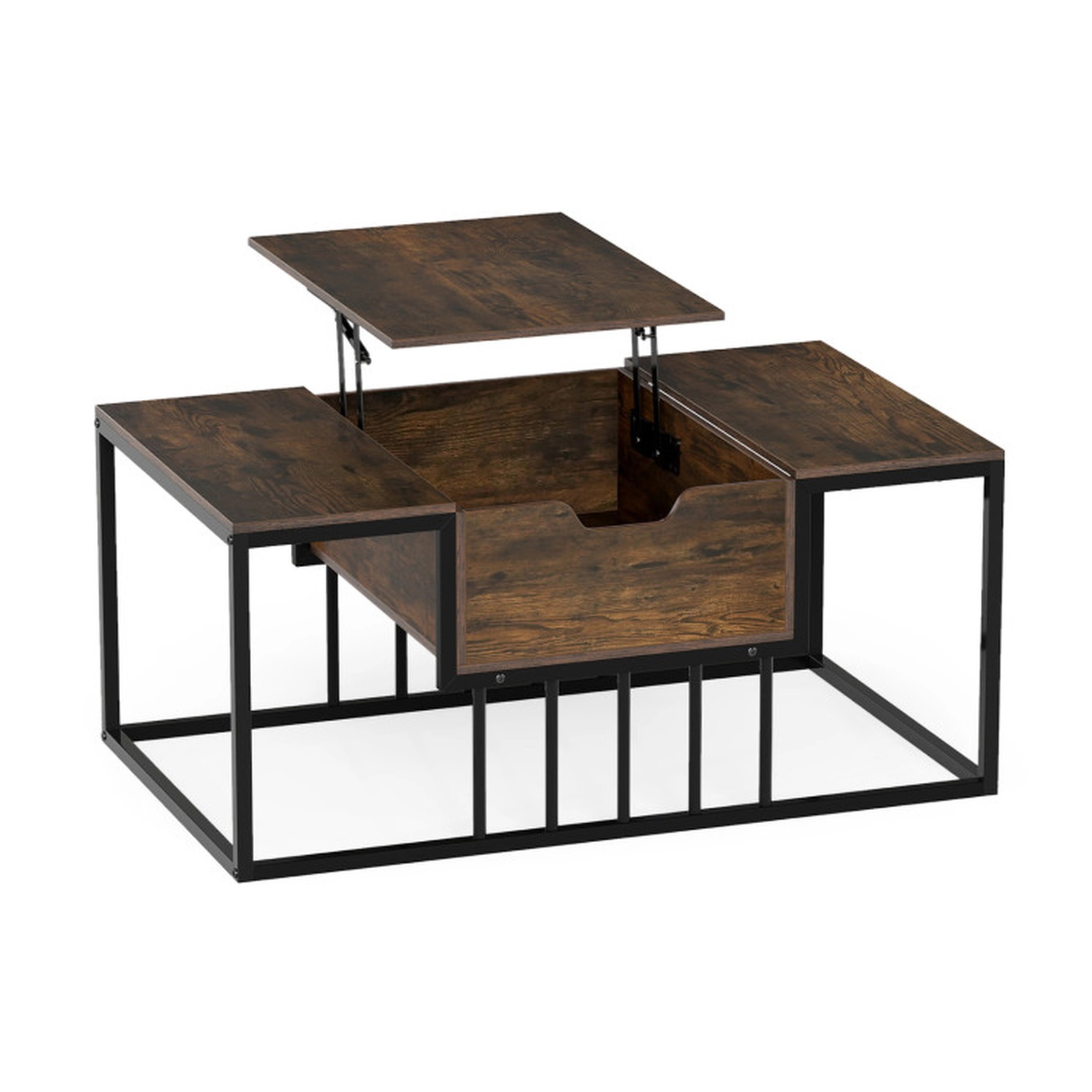 SUGIFT 39.5-in 110-lb Capacity Lift Top Rustic Brown Coffee Table with Gas Struts and Hidden Compartment