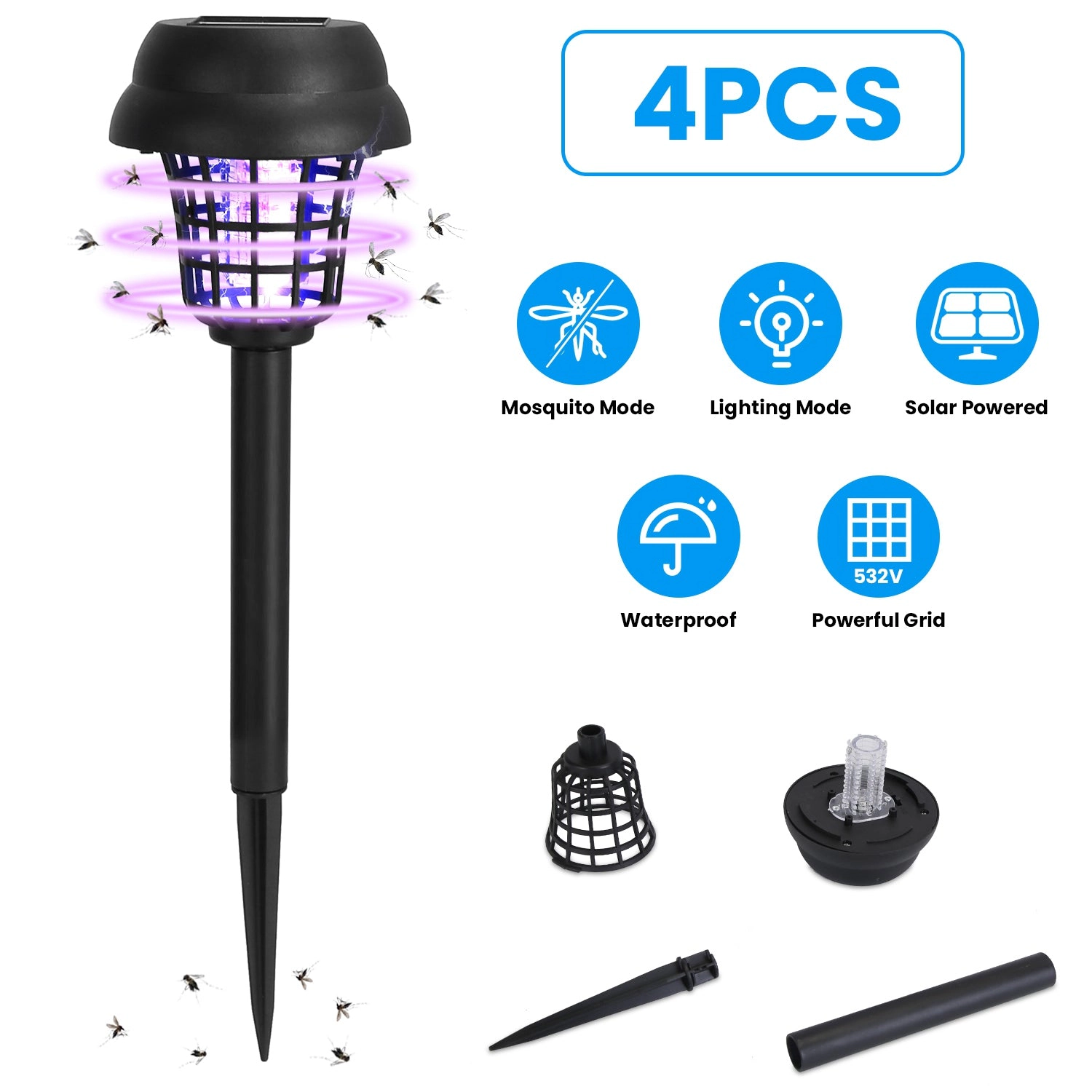 GBruno 4-Pack Solar Mosquito Zapper Outdoor Torch