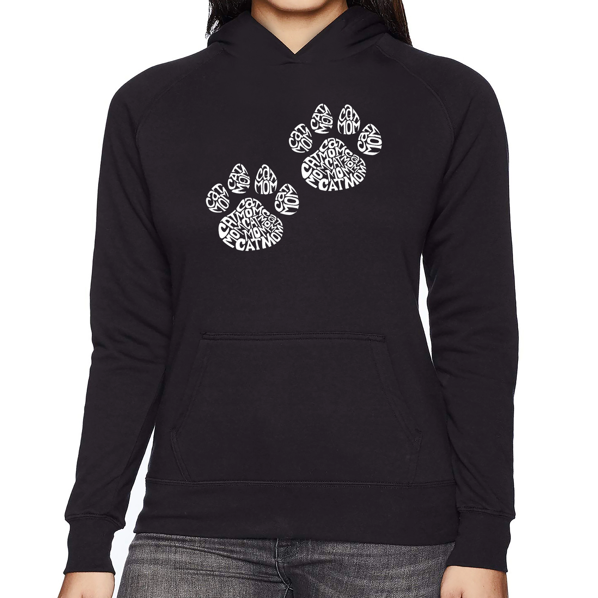 LA Pop Art Cat Mom - Women's Word Hooded Sweatshirt