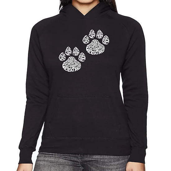 LA Pop Art Cat Mom - Women's Word Art Hooded Sweatshirt