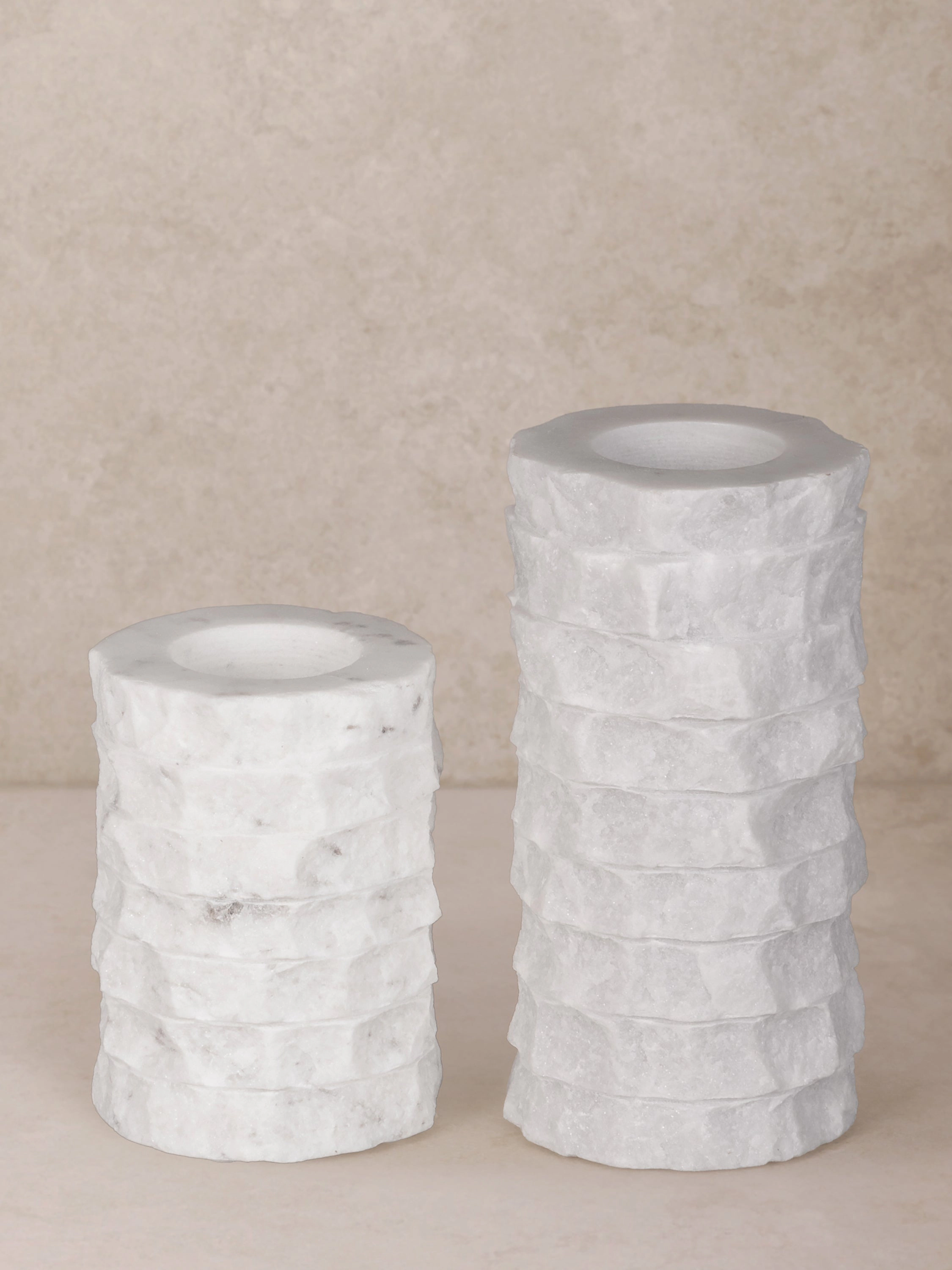 GAURI KOHLI Flores Marble Taper Candle Holders