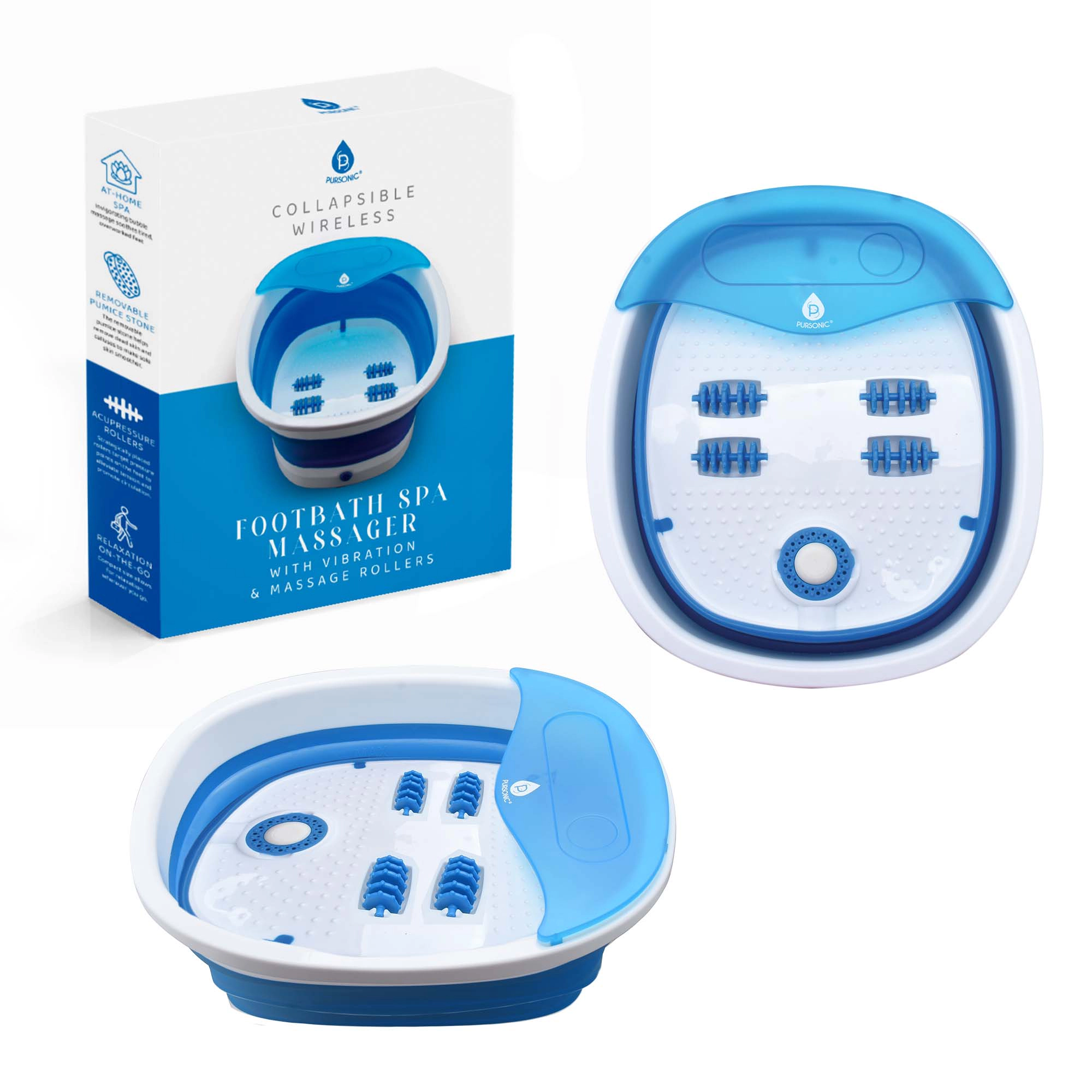 Pursonic Unisex Portable Collapsible Wireless Foot Spa Massager