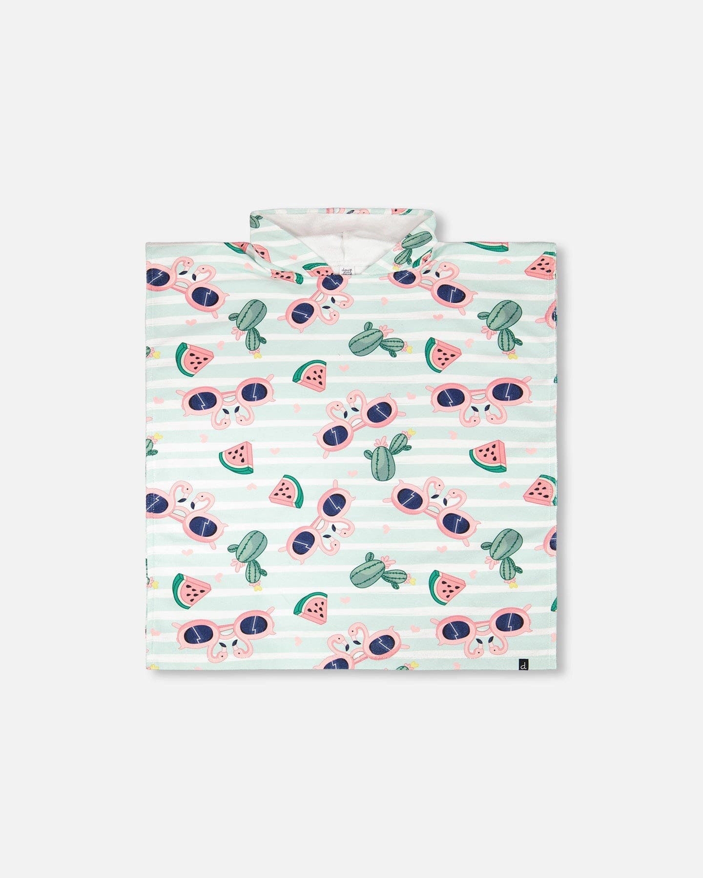 Deux par Deux Girls Hooded Beach Towel Flamingo and Cactus Print