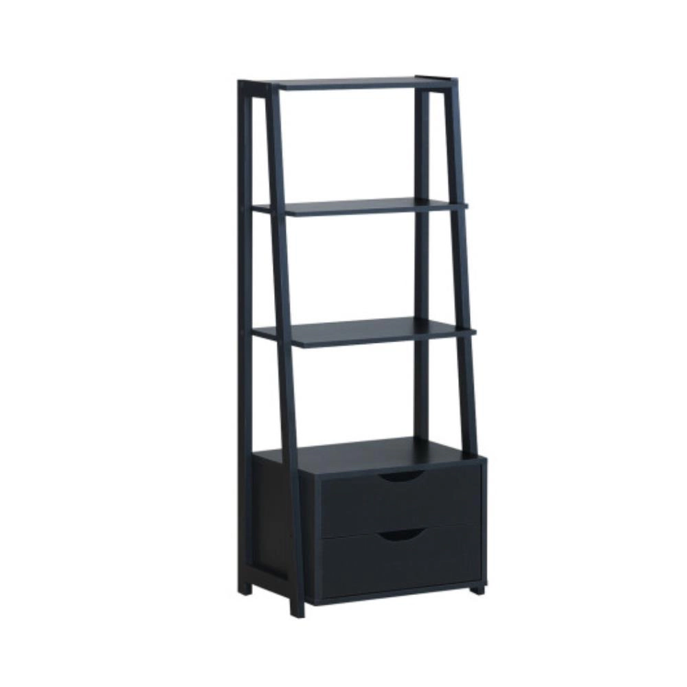 Hivvago 4-Tier Ladder Bookshelf Storage Display with 2 Drawers