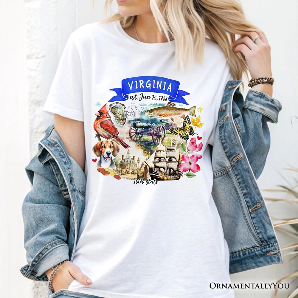 OrnamentallyYou Unisex Artistic Virginia State Themes And Landmarks T-Shirt