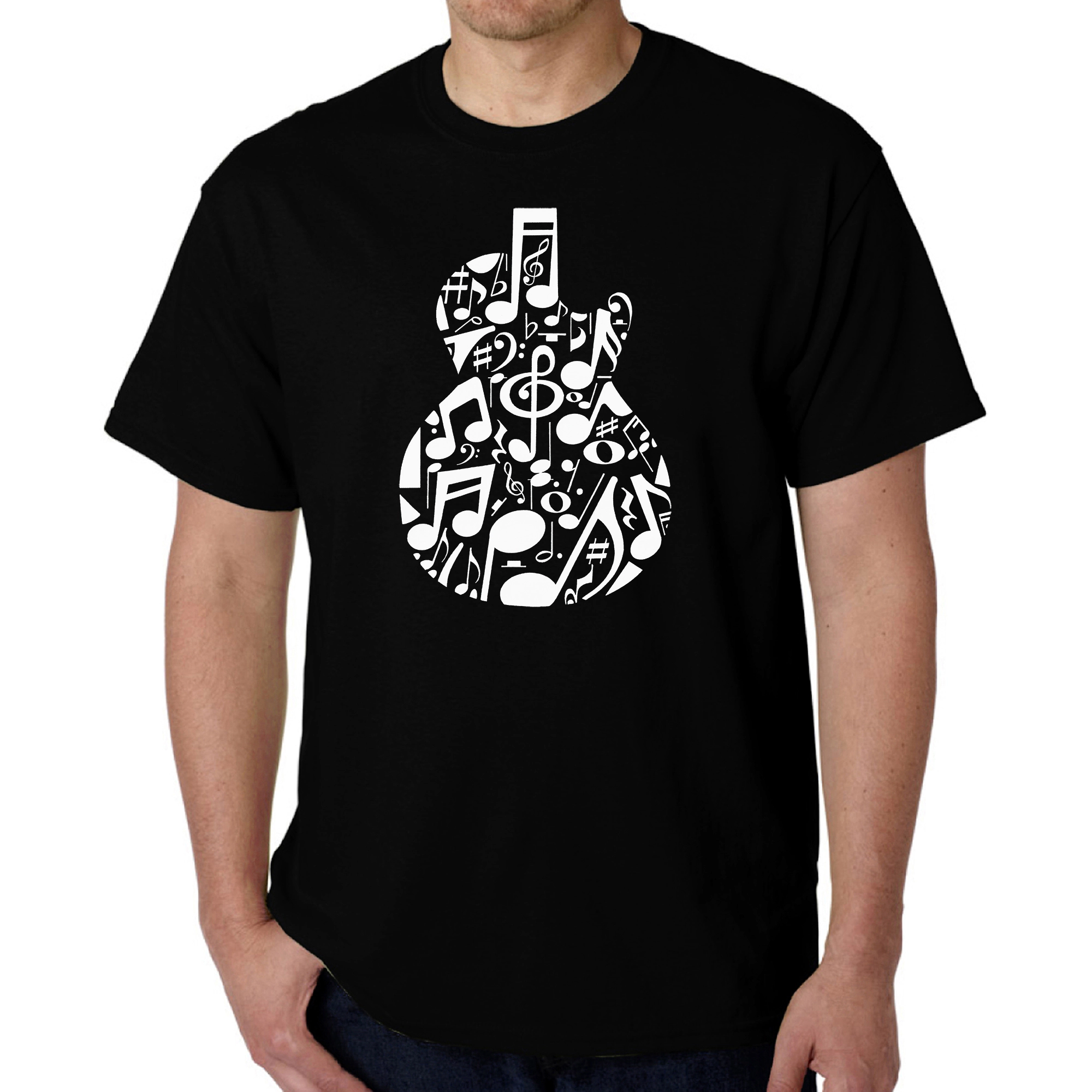 LA Pop Art Men's Word T-Shirt - Music Notes Guitar