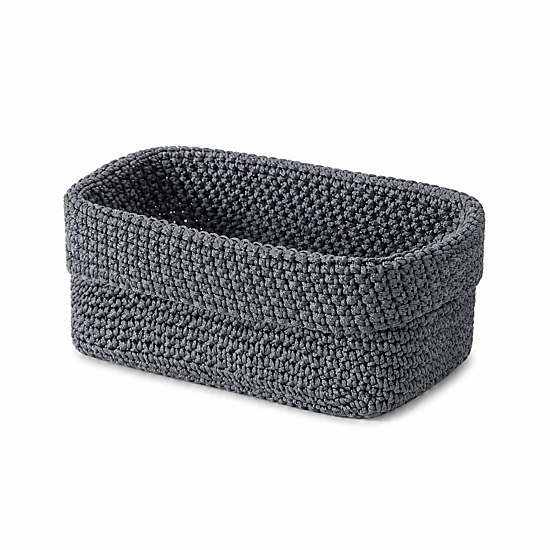 Alilang Unisex Rectangular Woven Storage Basket Foldover Rim Desktop Organizer Bin