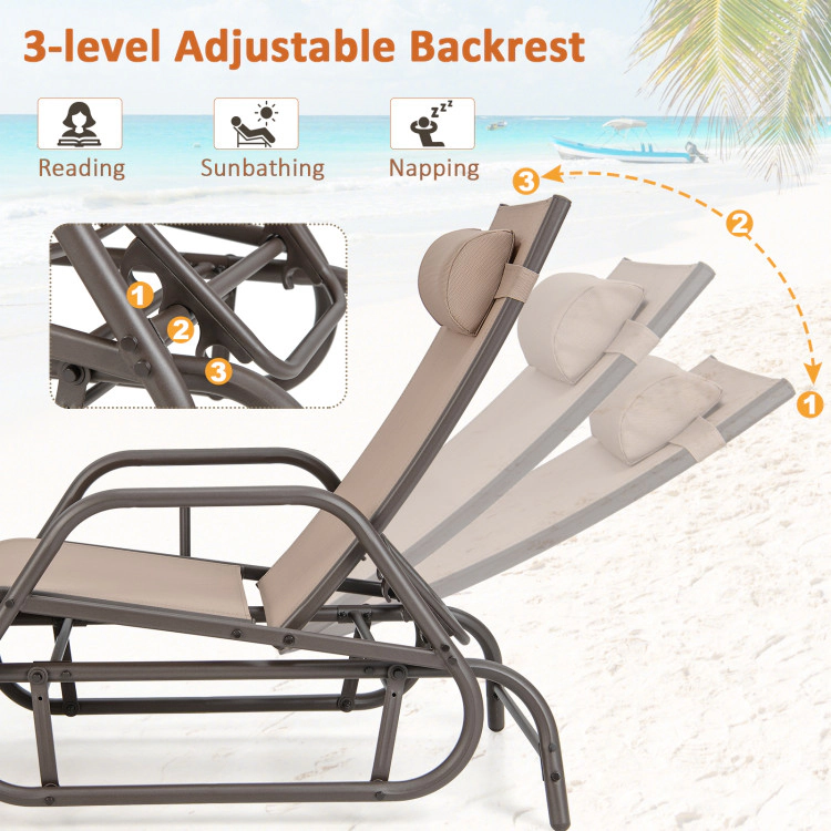 Hivvago Patio Chaise Lounge Glider Chair with Armrests and Soft Cushion