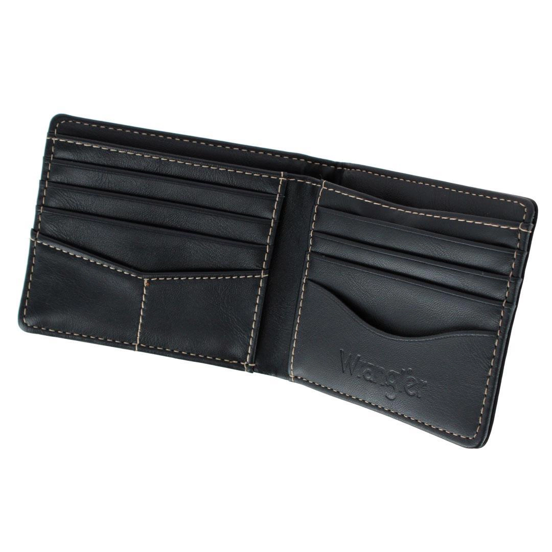 Wrangler Men's Bifold Wallet with Western Stitch Detail