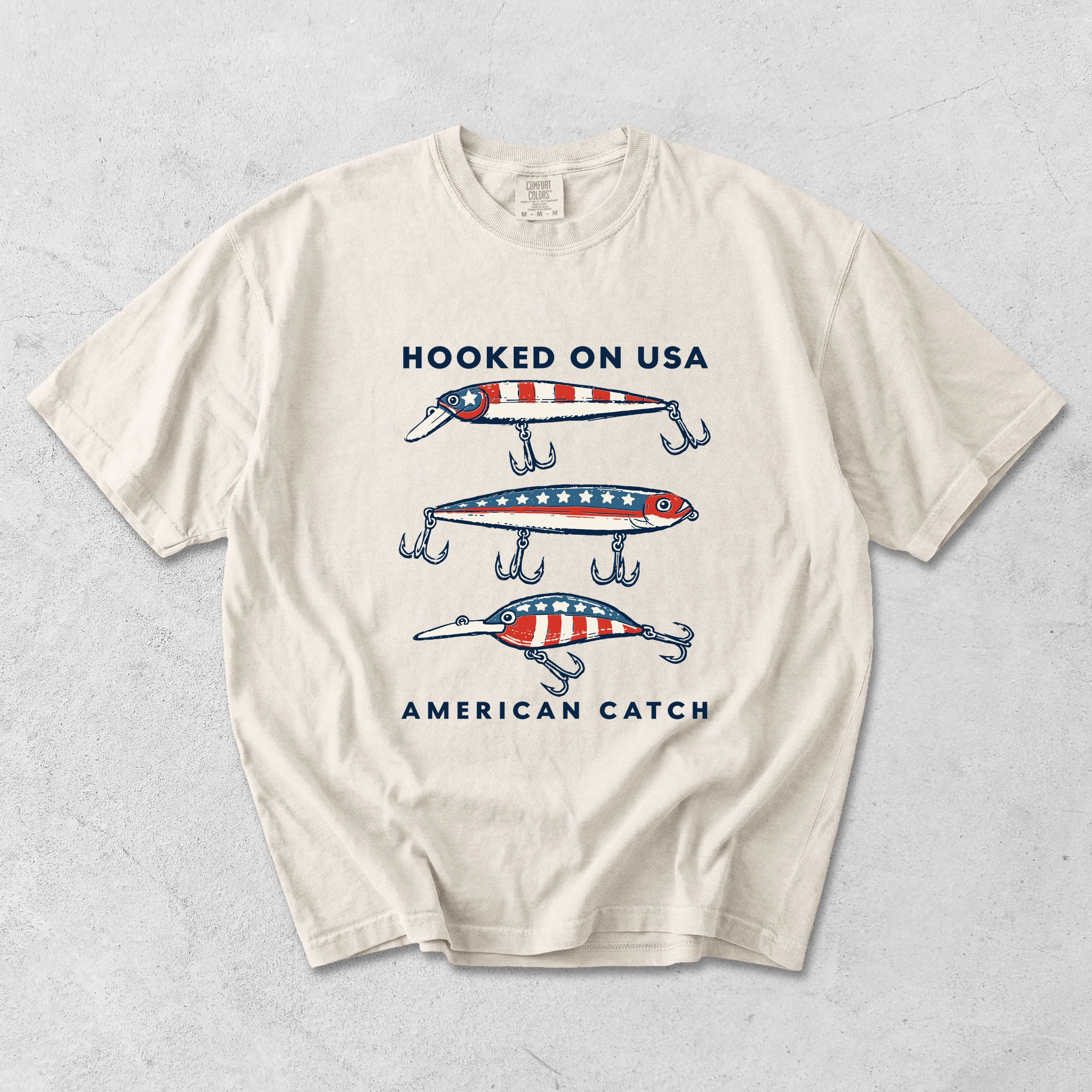 Simply Sage Market - Hooked On USA Men's Garment Dyed Graphic T-Shirt