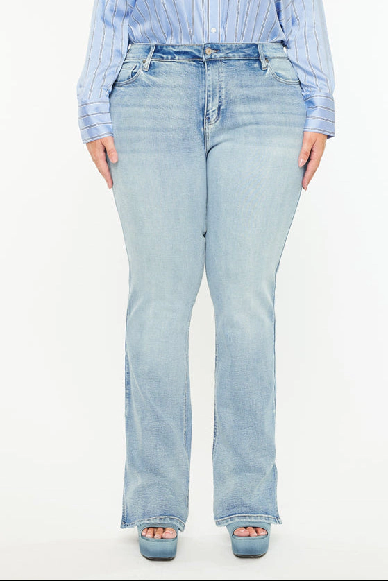 Kancan Women's Plus Mid Rise Y2k Bootcut Jeans Doreen