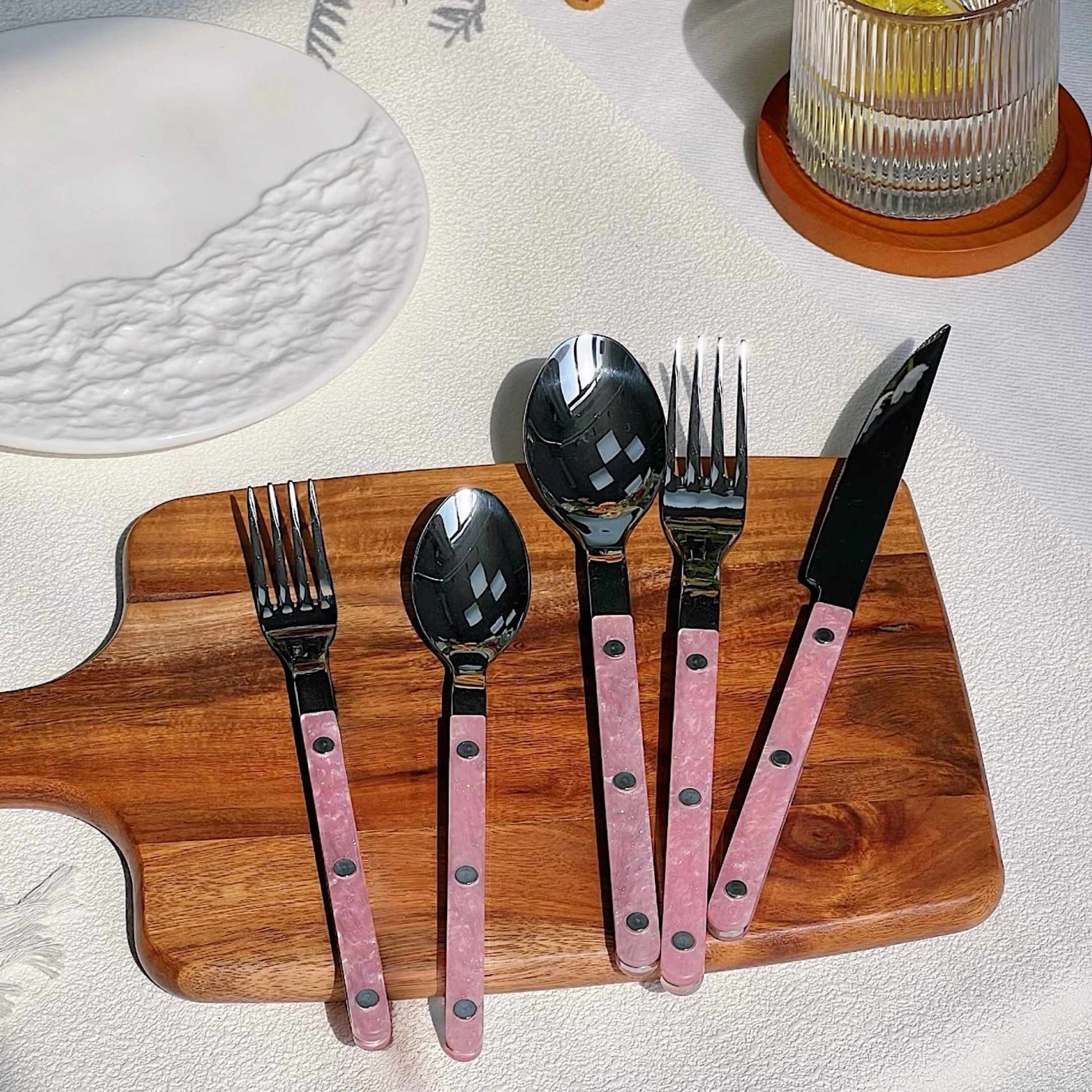 Inspecial Home Modern Pink Salt Lake Flatware Set of 10