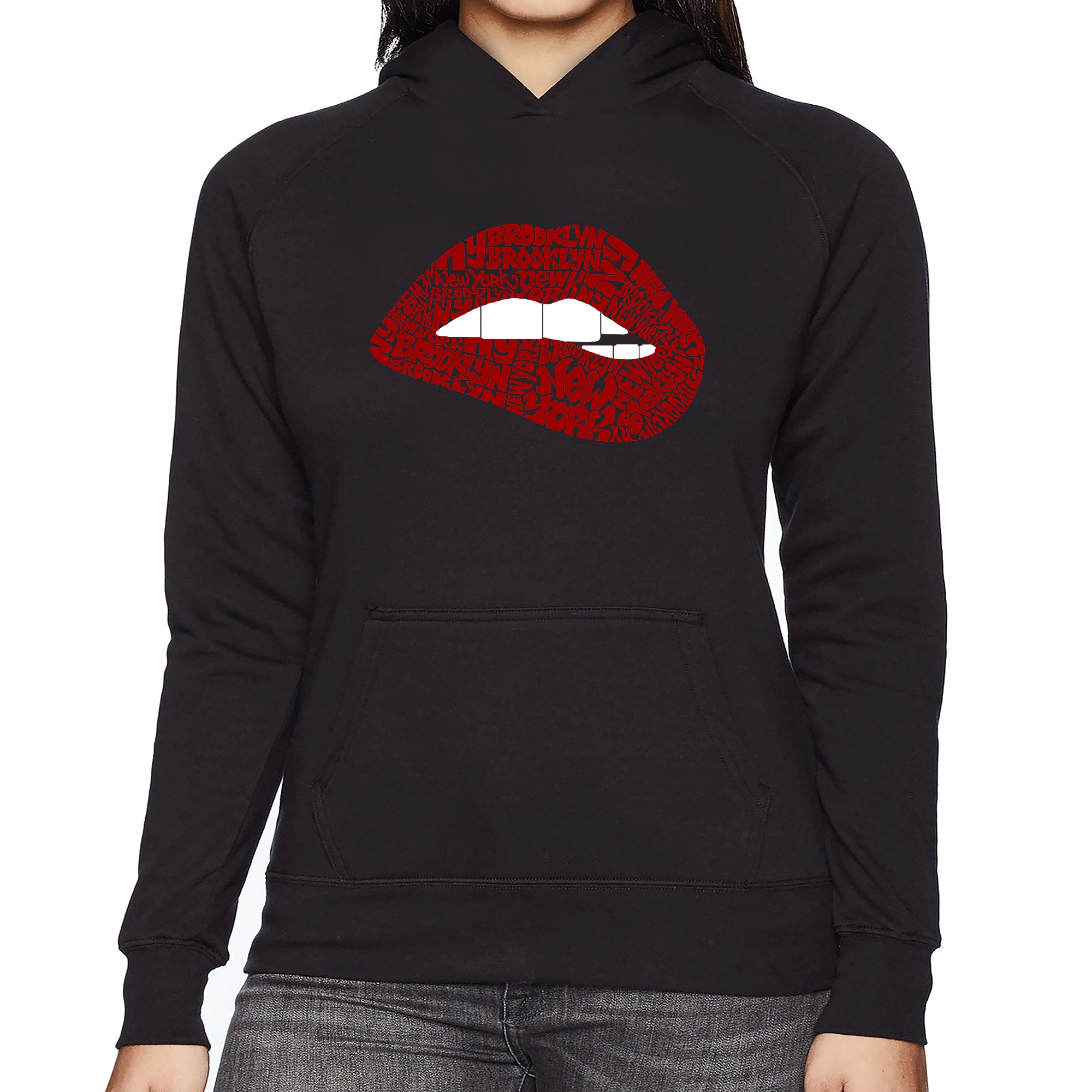 LA Pop Art Brooklyn Lips - Women's Word Hooded Sweatshirt