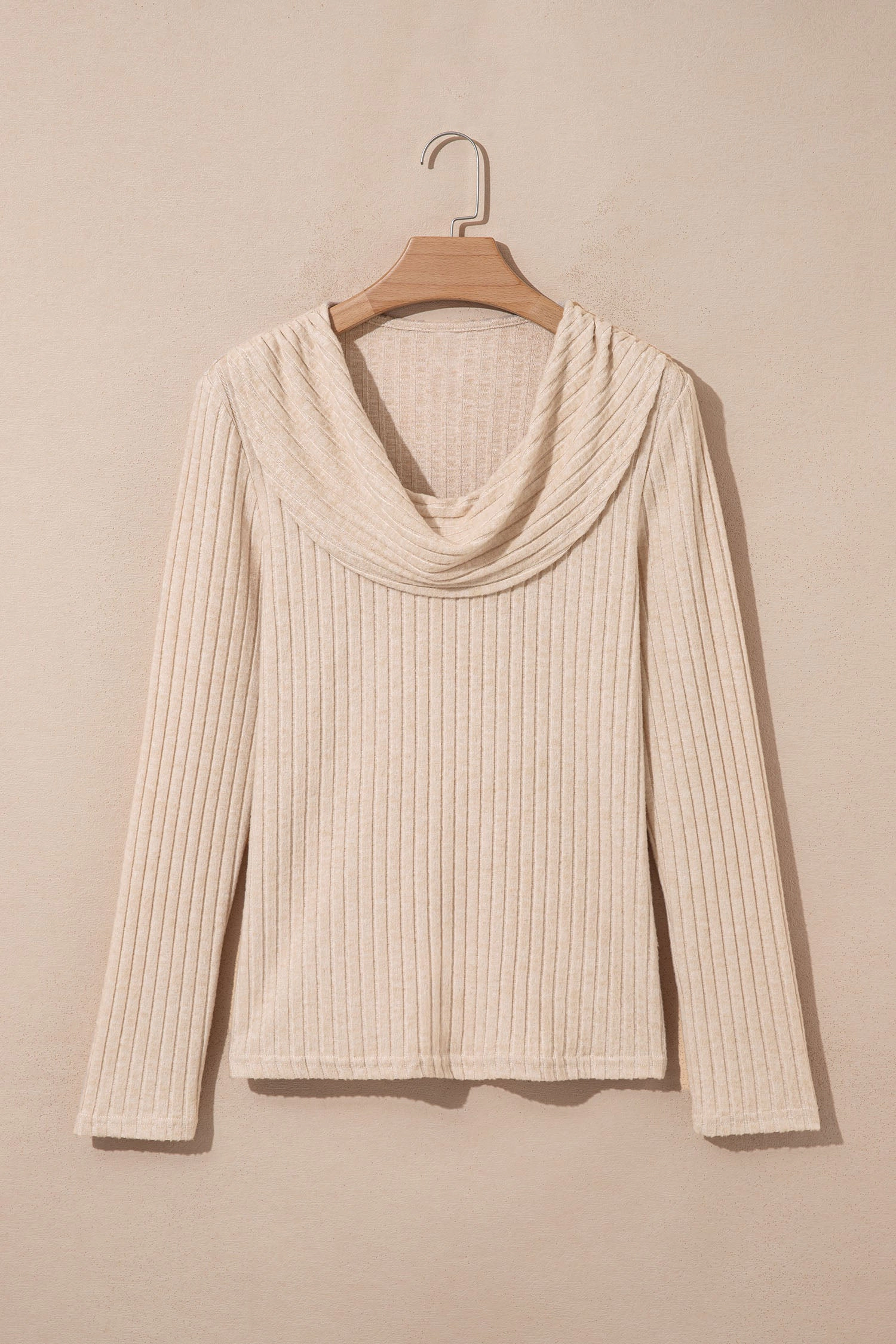 Threaded Pear Martha Ribbed Knit Cowl Long Sleeve Top