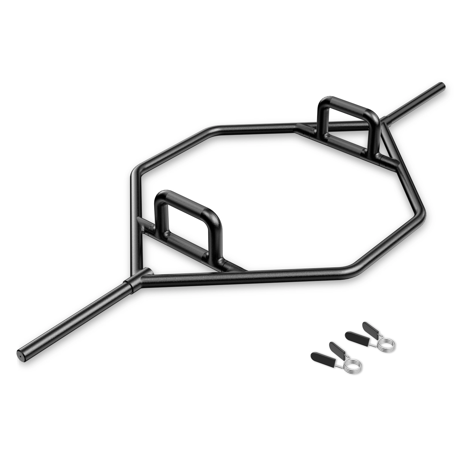 SUGIFT 800-lb Capacity Standard Hex Trap Bar for 1-in Weight Plates with Foldable Knurled Handles and 2 Spring Collars